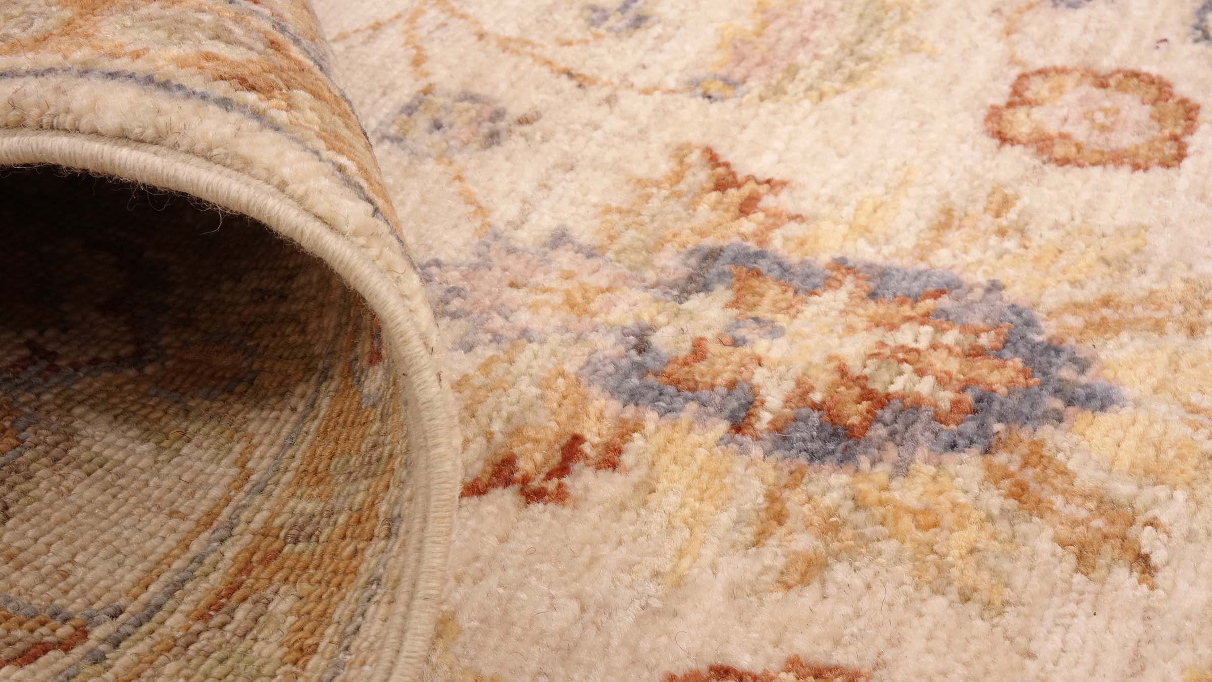Chobi Ziegler Teppich 120x180 Handgeknüpft Beige Floral Orientalisch UNIKAT Kurzflor