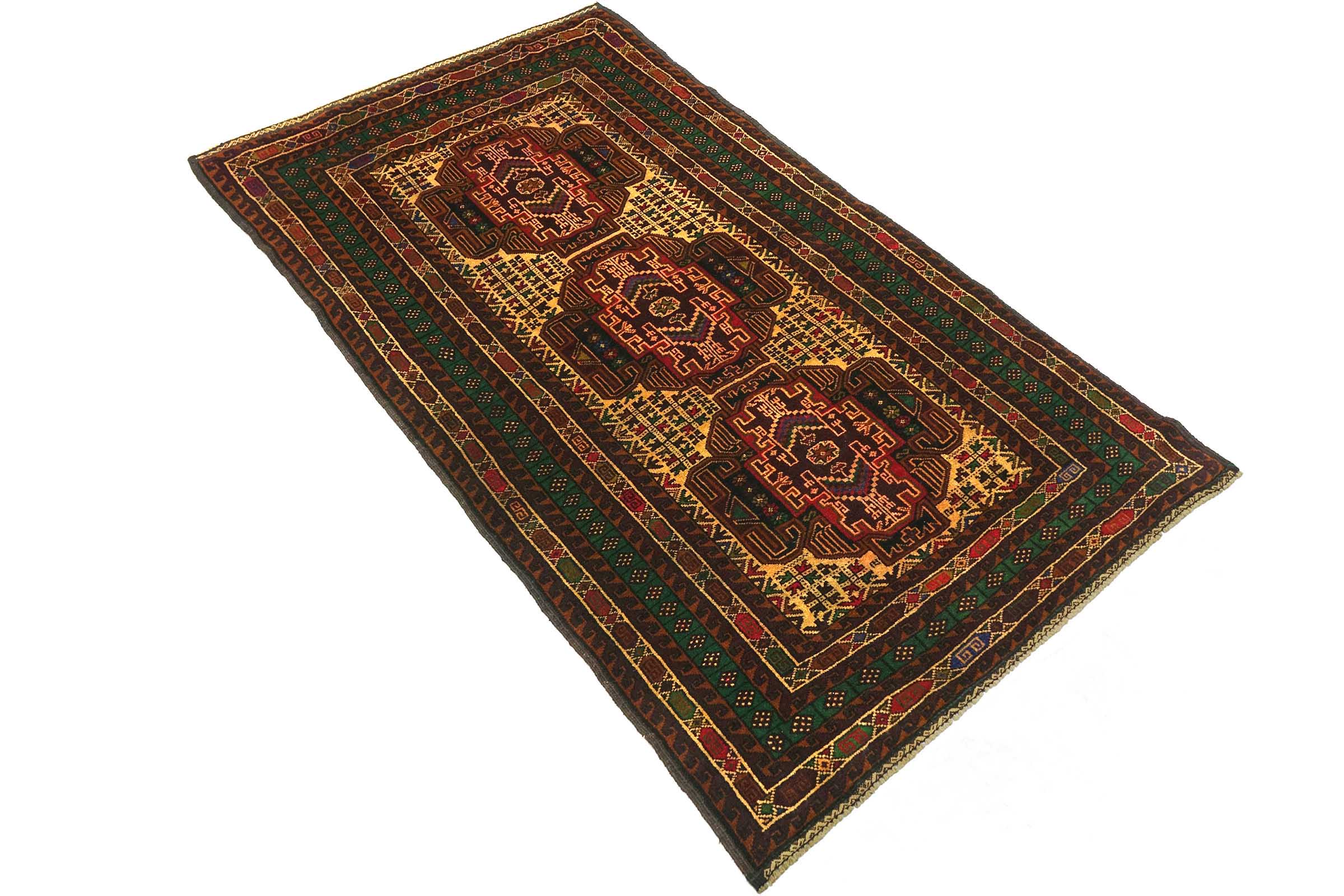 Afghan Belutsch Baluch 120x180 Handgeknüpft Orientteppich Beige Geometrisch
