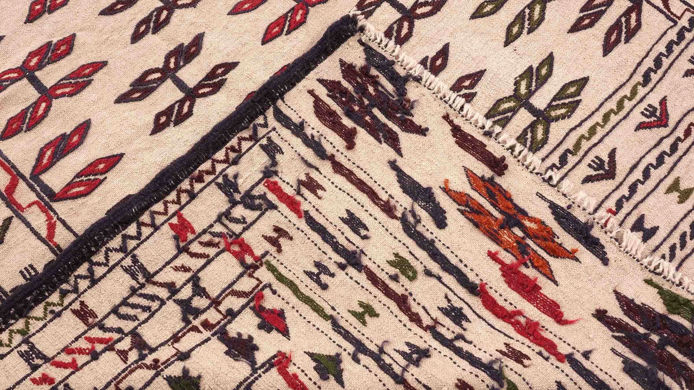 Afghan Kelim Gol Barjasta Teppich 140x200 Handgewebt Beige Geometrisch Handarbeit