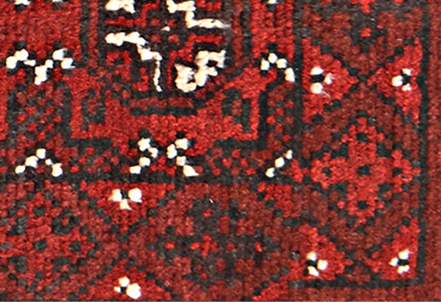 Afghan Aqcha Poshti Teppich 40x60 Handgeknüpft Rot Geometrisch Orient Kurzflor