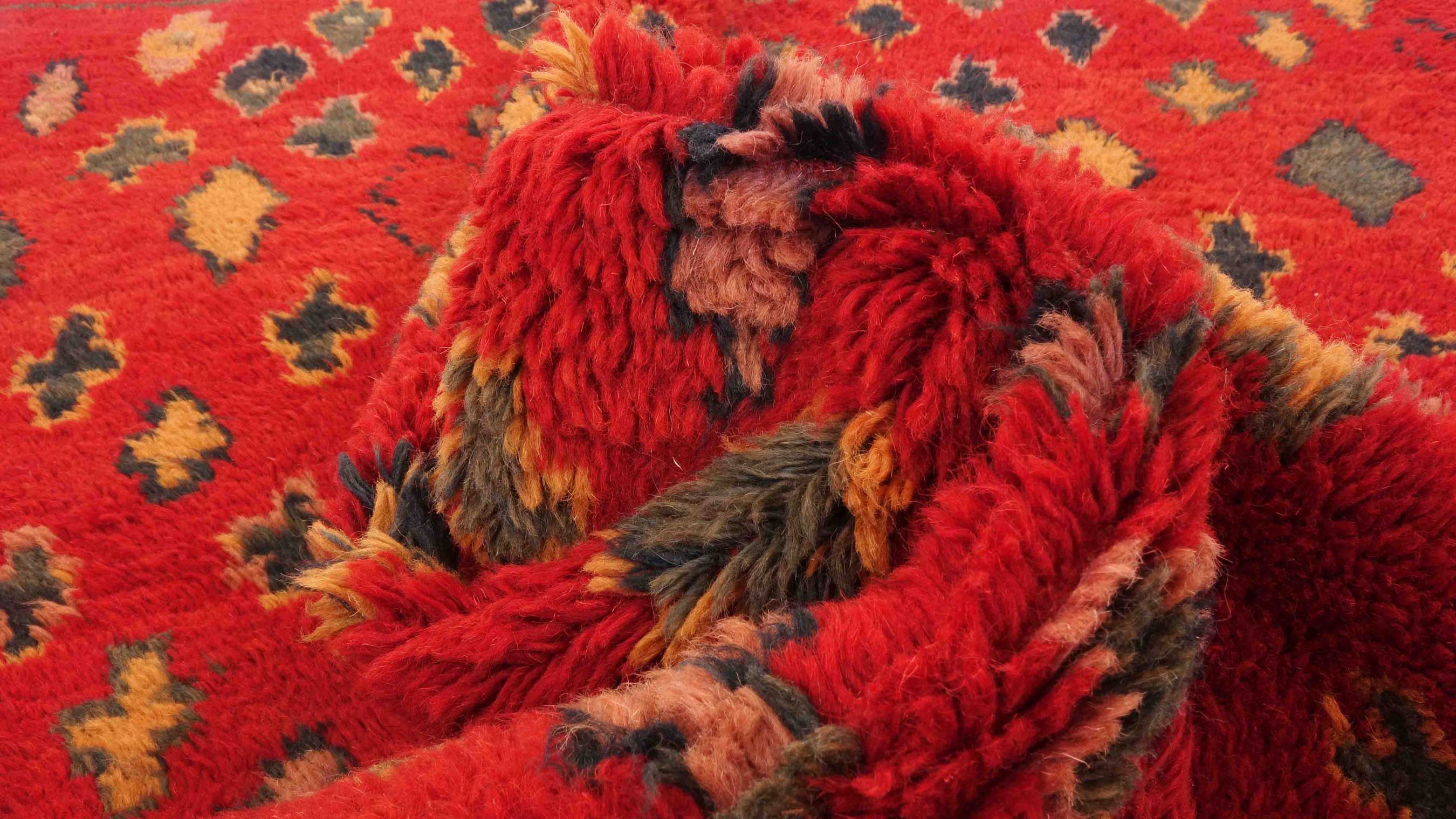 Gabbeh Teppich 110x190 Handgeknüpft Rot Streifen Orientalisch UNIKAT Kurzflor