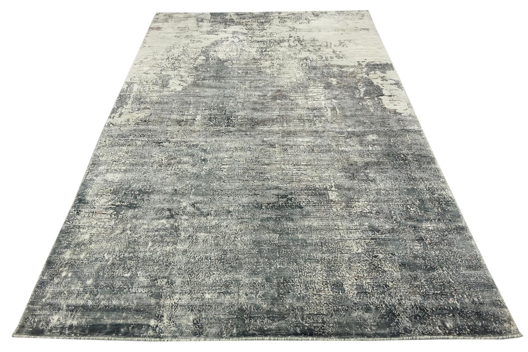 Handloom Vintage 230x160 Handgewebt Teppich 160x230 Grau Abstrakt Handarbeit Orient