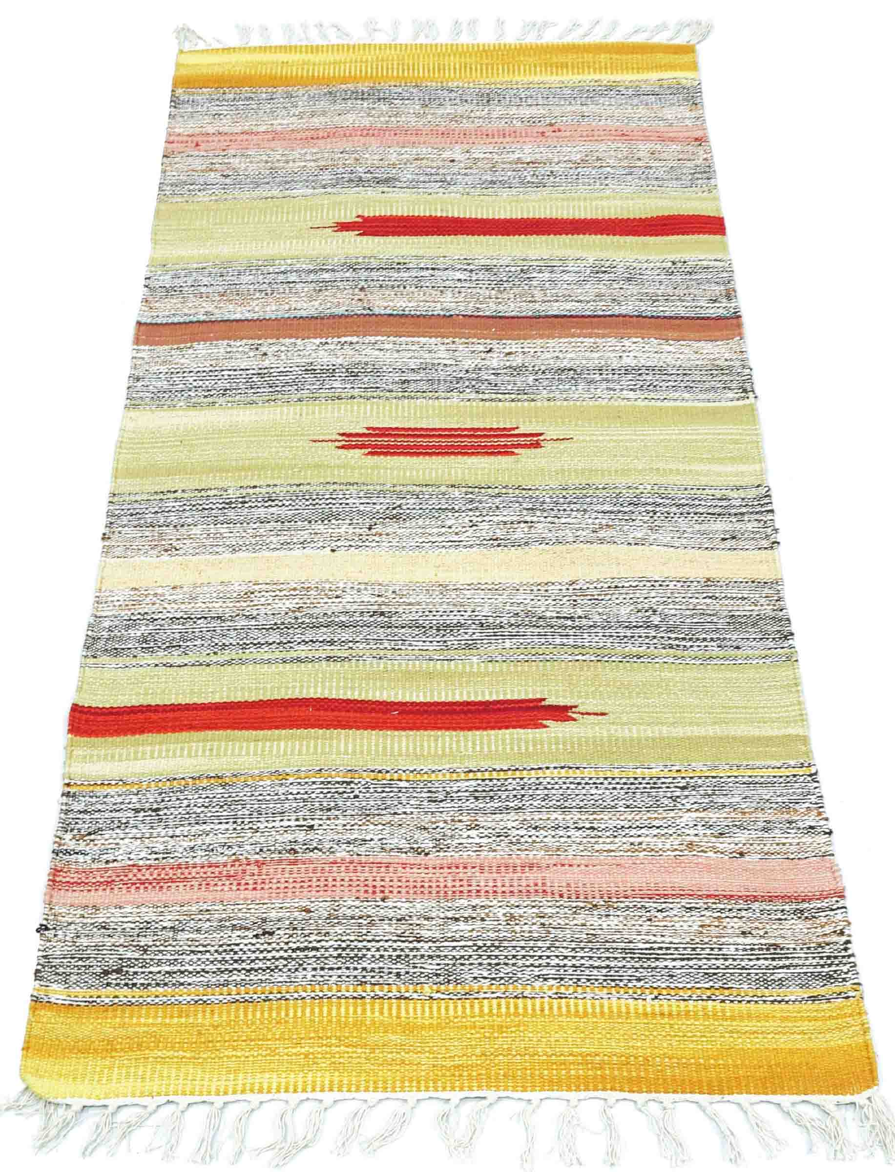 Knallbunter Kelim Teppich 60x120 Handgewebt Mehrfarbig Streifen Handarbeit Gewebt