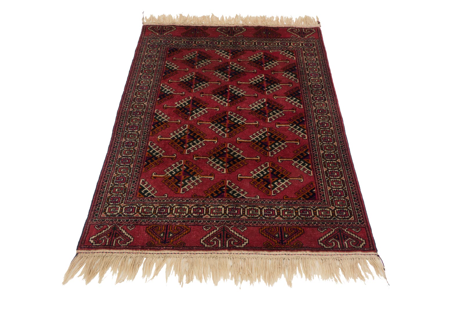 Kaukasus Buchara 100x150 Handgeknüpft Teppich Rot Geometrisch Muster Kurzflor
