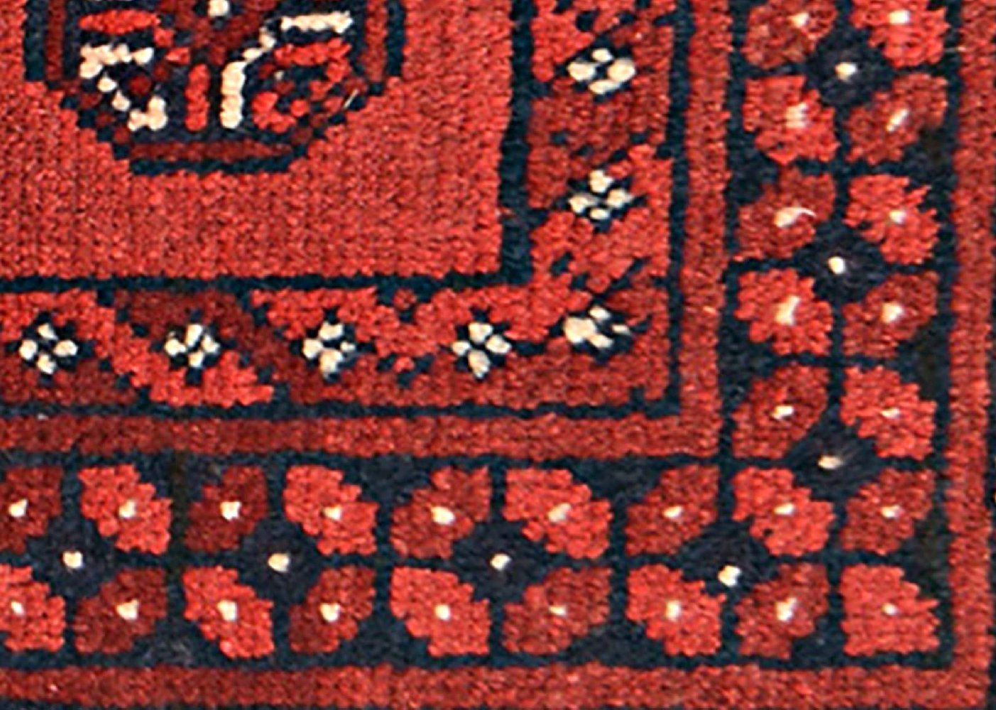 Afghan Aqcha Poshti Teppich 40x60 Handgeknüpft Rot Geometrisch Orient Kurzflor
