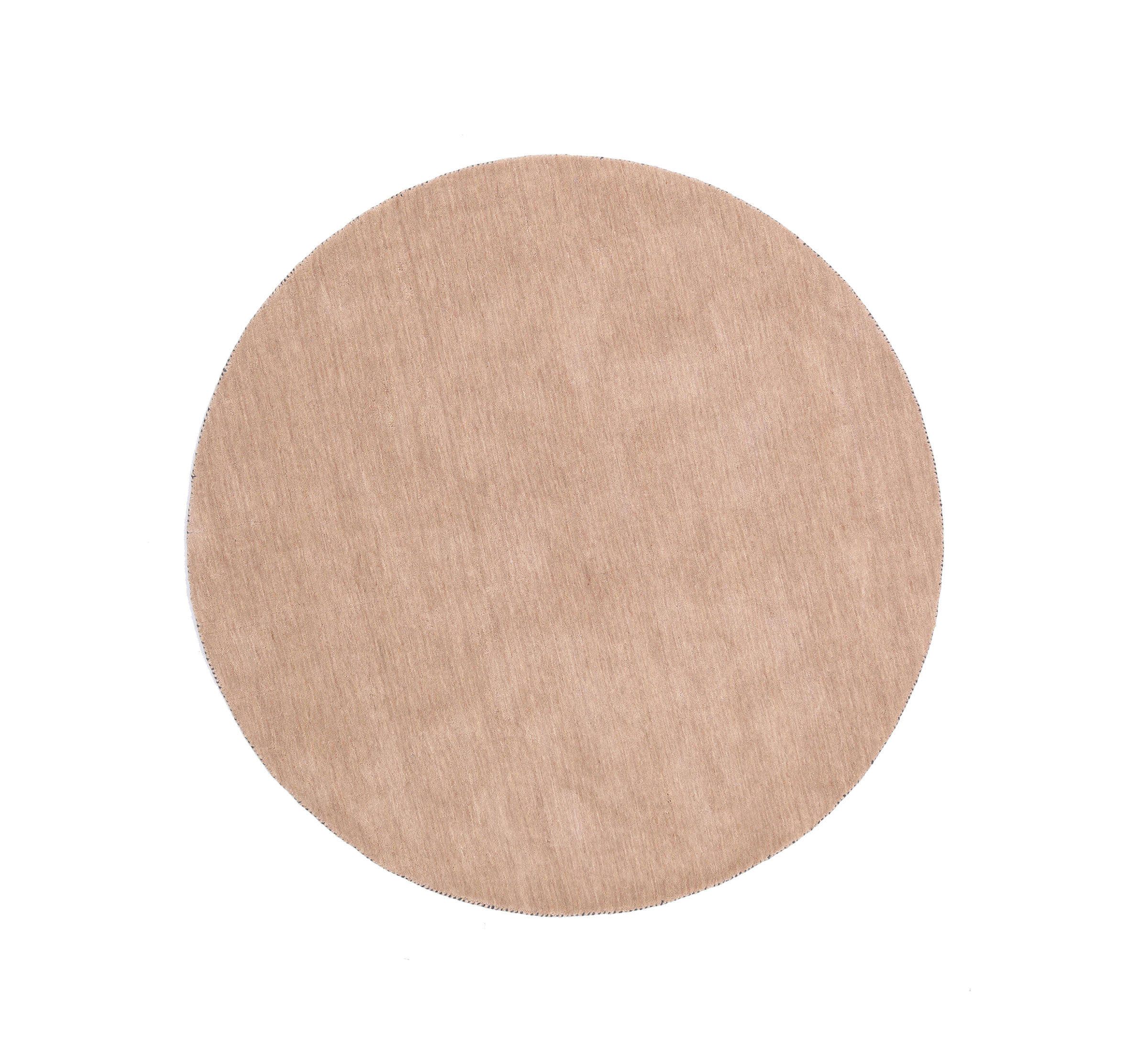 Wool Rug Gabbeh UNI 120x120 Handwoven Round Beige Plain Handcrafted Room