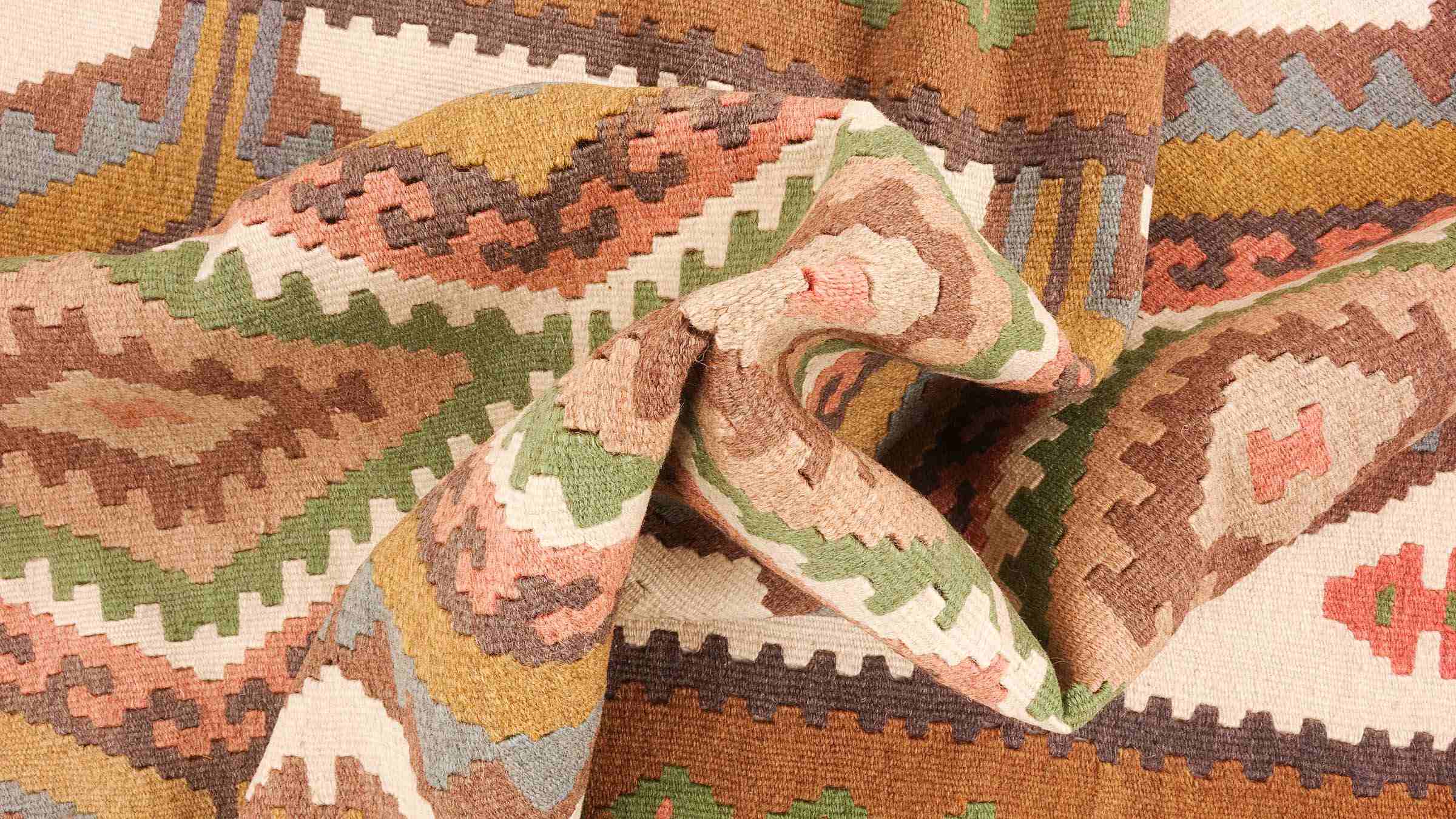 Perserteppich Kelim Ardebil 100x150 Handgewebt Braun Geometrisch Handarbeit Zimmer