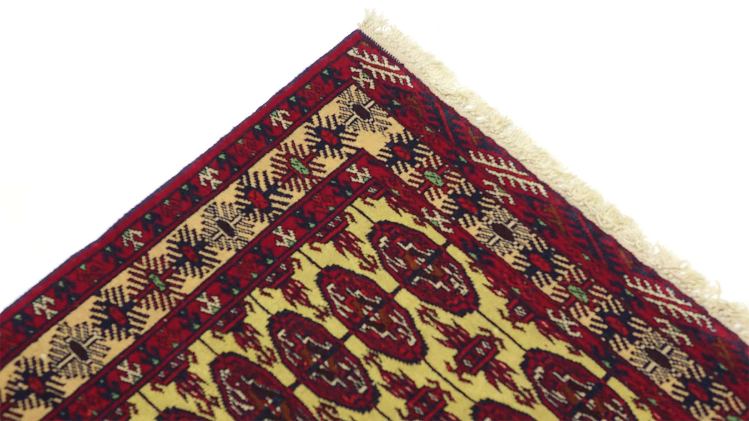 Afghan Teppich 80x120 Handgeknüpft Beige Geometrisch Orient Kurzflor Wohnzimmer