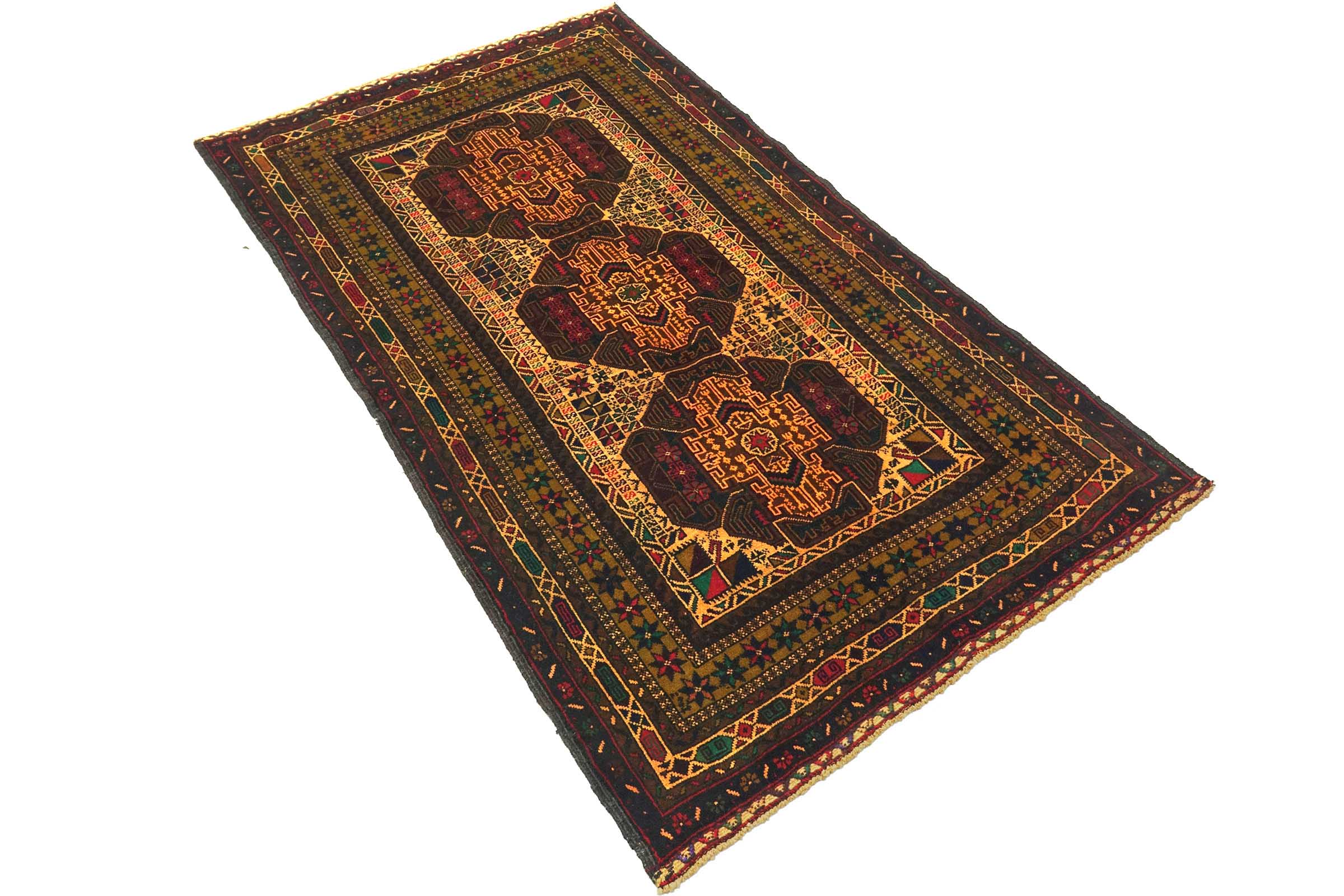Afghan Belutsch Baluch 120x180 Handgeknüpft Orientteppich Braun Geometrisch