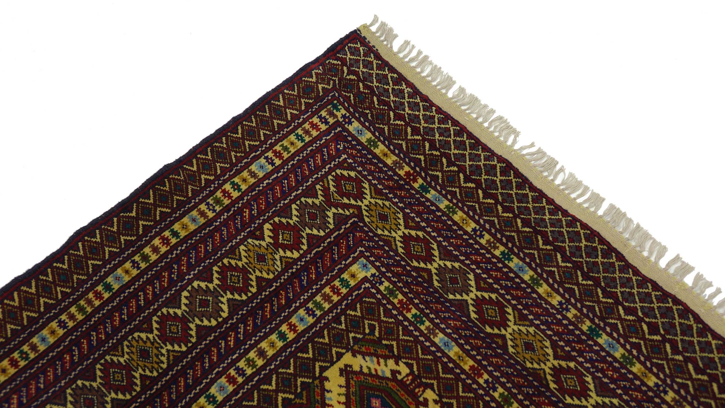Afghan Teppich 120x180 Handgeknüpft Beige Geometrisch Orient Kurzflor Wohnzimmer