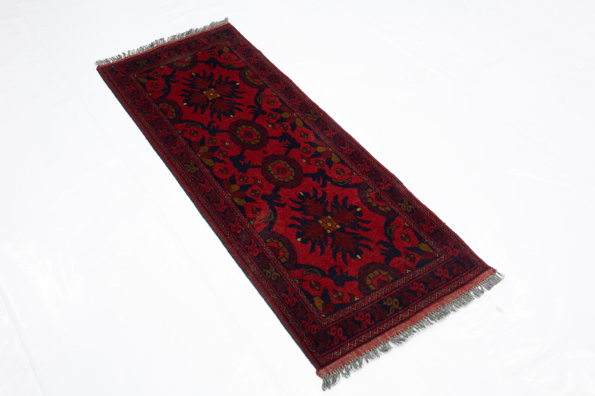 Afghan Khal Mohammadi 50x150 Handgeknüpft Teppich Läufer Braun Geometrisch