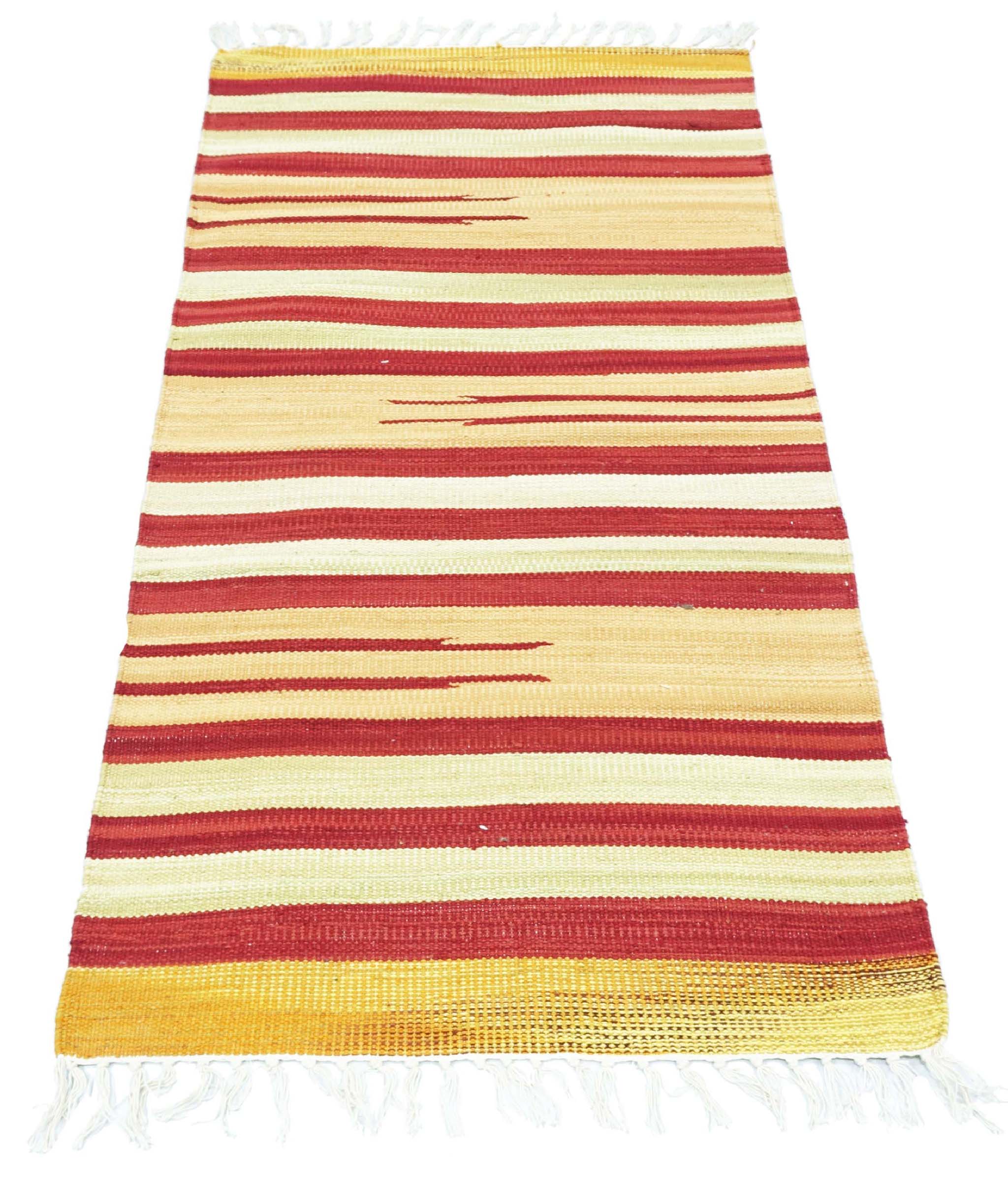 Knallbunter Kelim Teppich 60x120 Handgewebt Mehrfarbig Streifen Handarbeit Gewebt