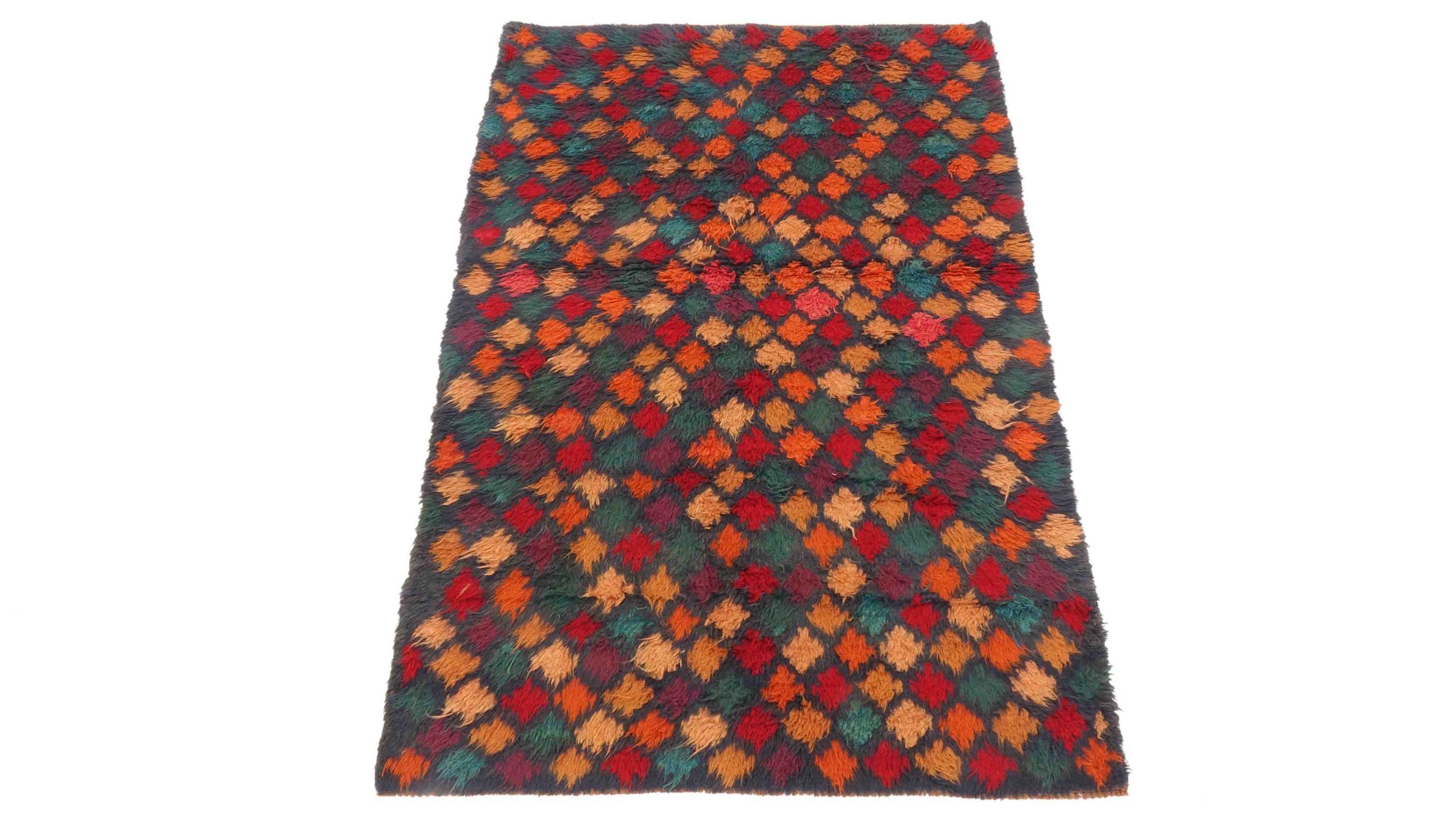 Gabbeh Teppich 120x180 Handgeknüpft Grün Durchgemustert Orientalisch UNIKAT Kurzflor