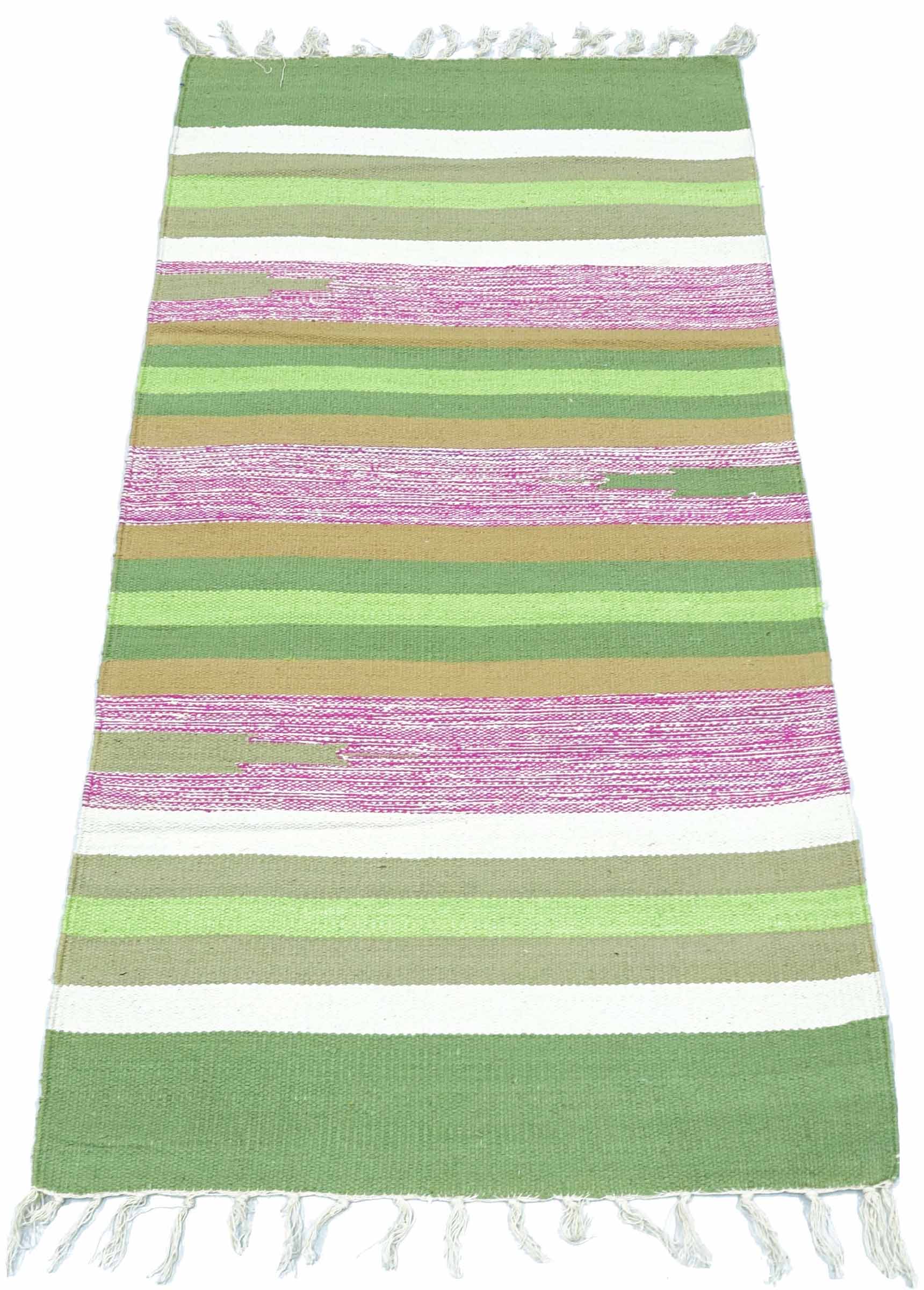 Knallbunter Kelim Teppich 60x120 Handgewebt Mehrfarbig Gestreift Handarbeit Gewebt