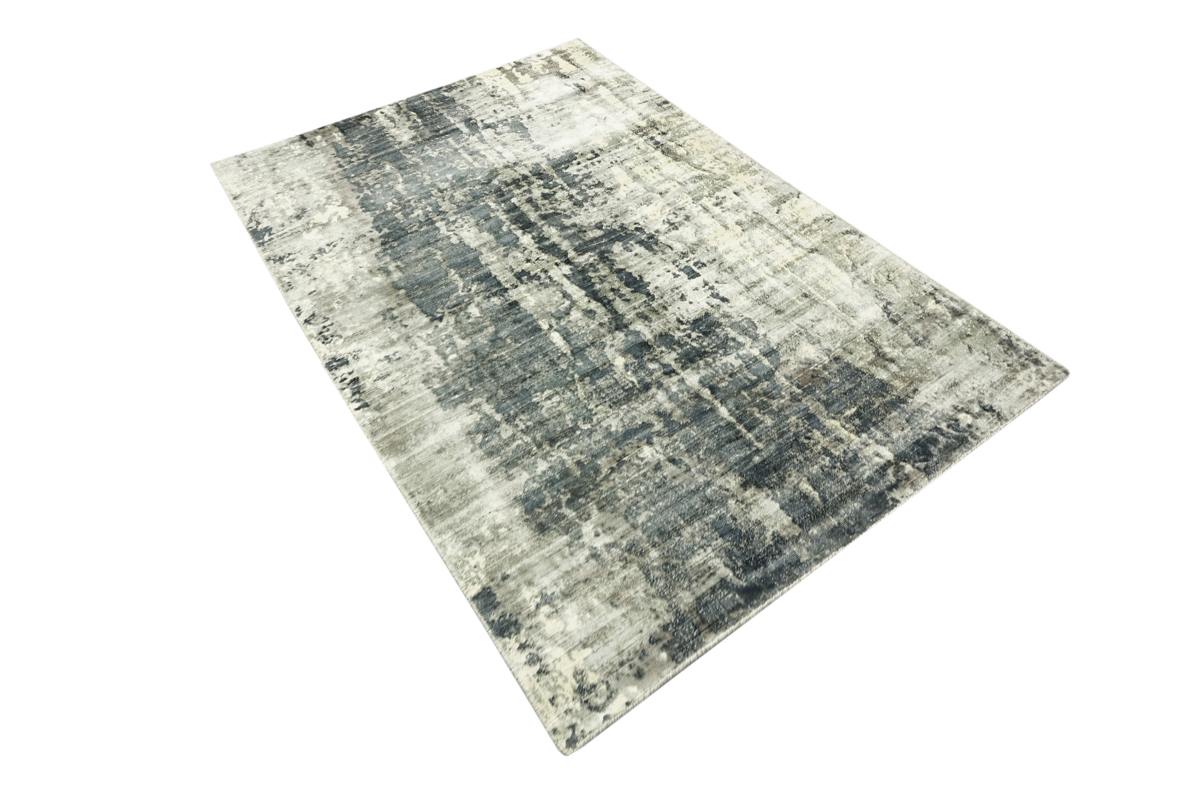 Handloom Vintage Teppich 160x230 Handgewebt Grau Abstrakt Handarbeit Gewebt Zimmer