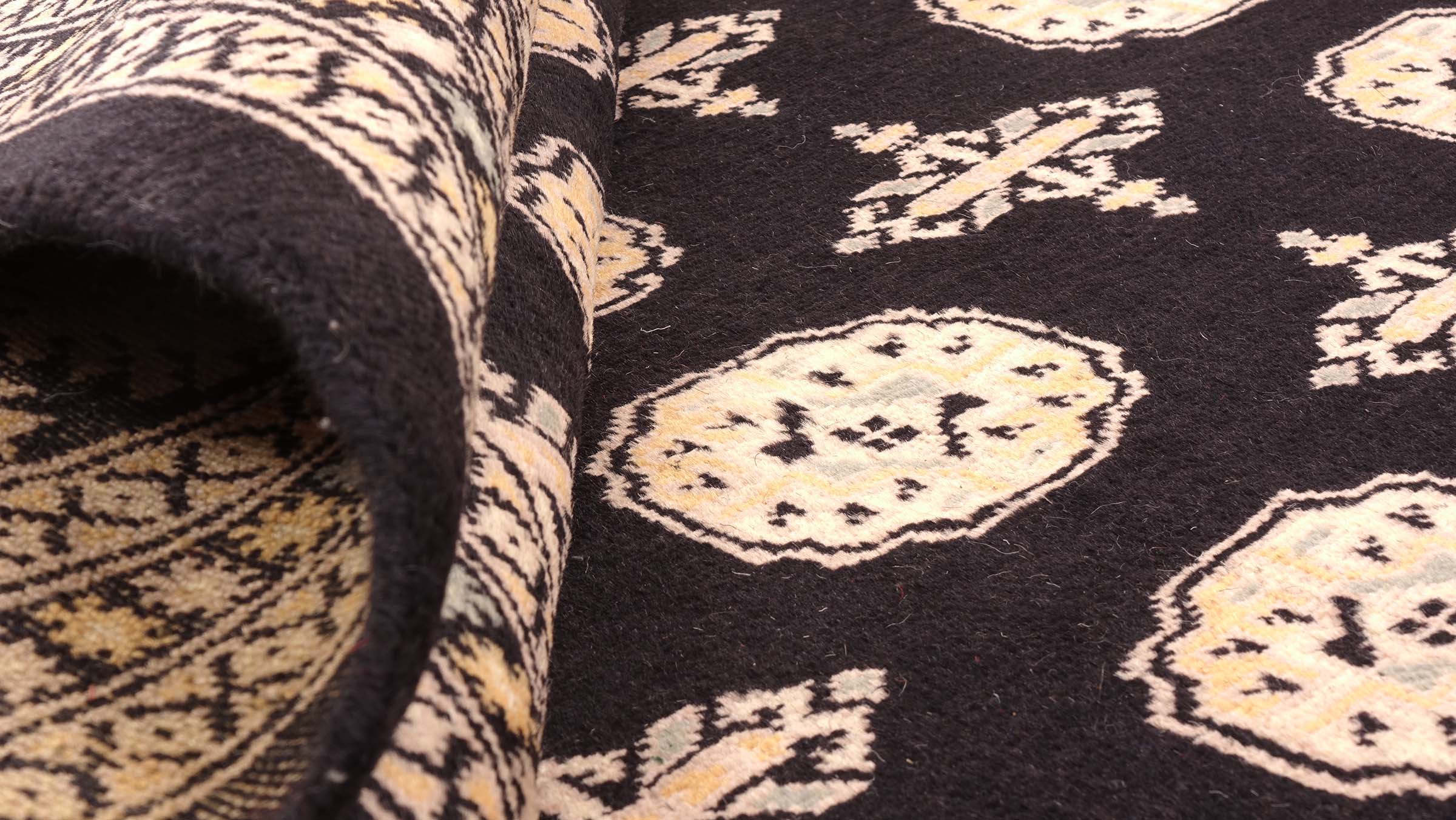 Pakistan Buchara 3ply Teppich 170x240 Handgeknüpft Schwarz Geometrisch Orient Kurzflor