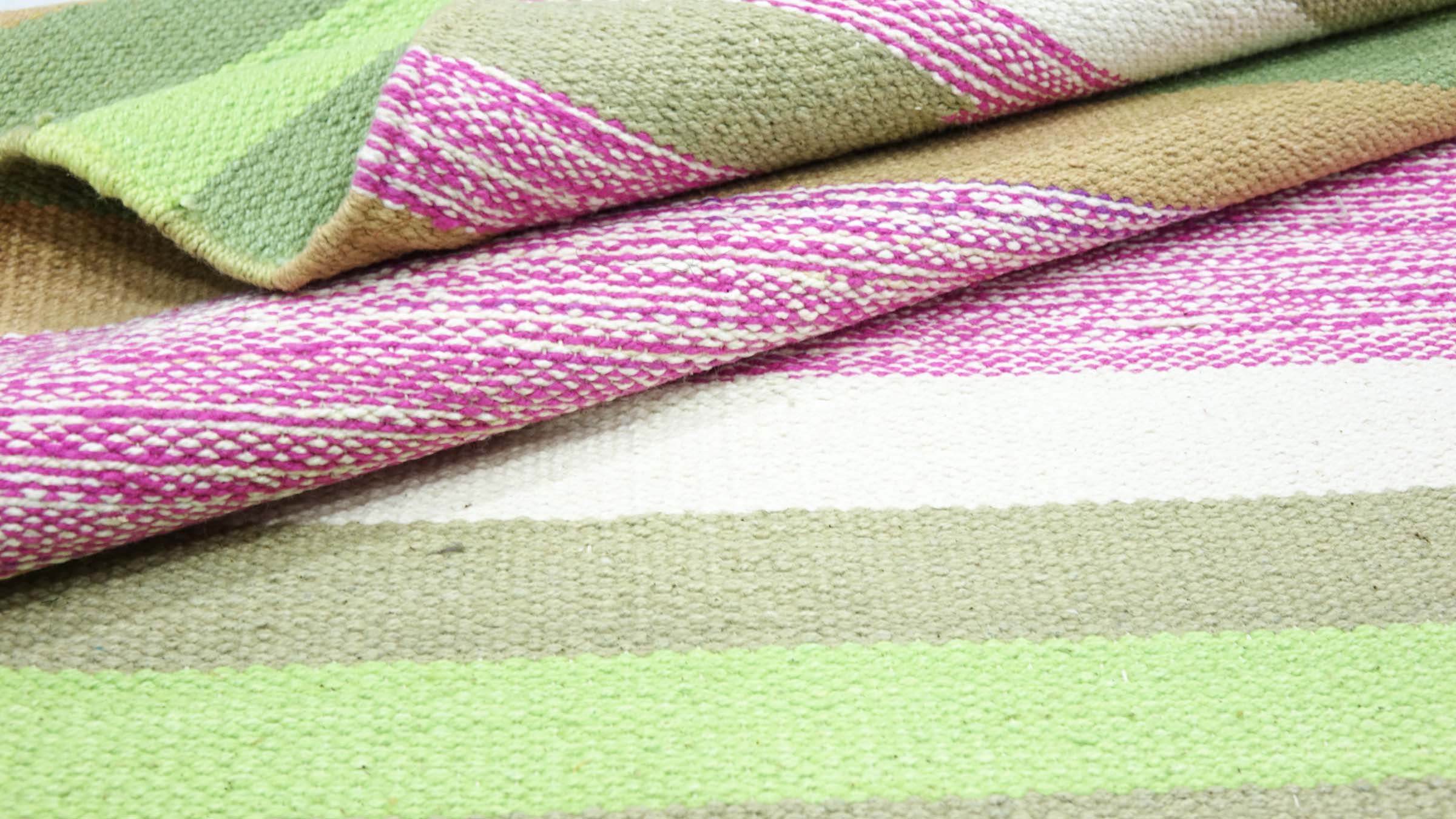 Knallbunter Kelim Teppich 60x120 Handgewebt Mehrfarbig Gestreift Handarbeit Gewebt