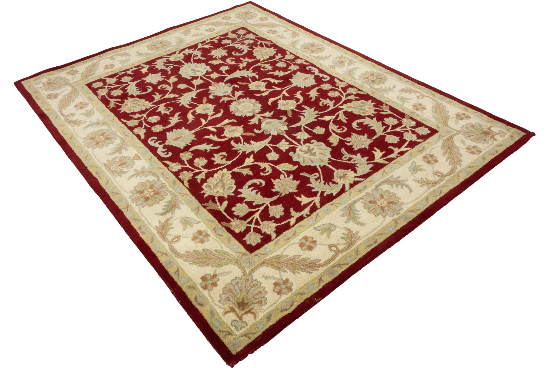 Handgefertigter Teppich 300x240 Handgetuftet Handarbeit 240x300 Rot Geometrisch Muster