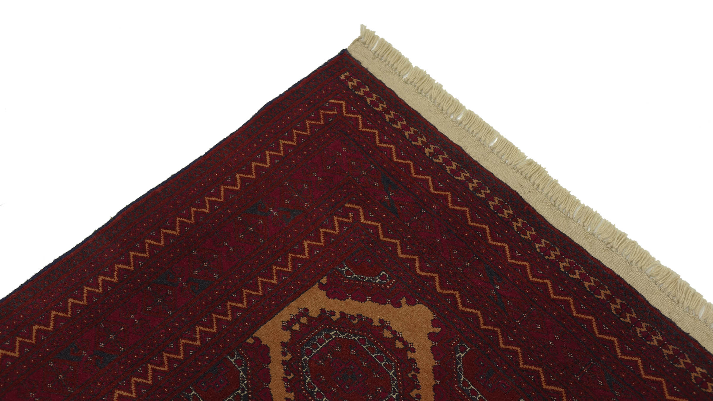 Afghan Teppich 120x190 Handgeknüpft Rot Geometrisch Orient Kurzflor Wohnzimmer