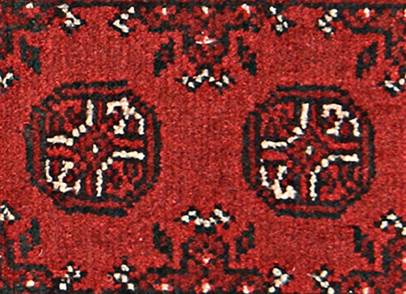 Afghan Aqcha Poshti Teppich 40x60 Handgeknüpft Rot Geometrisch Orient Kurzflor