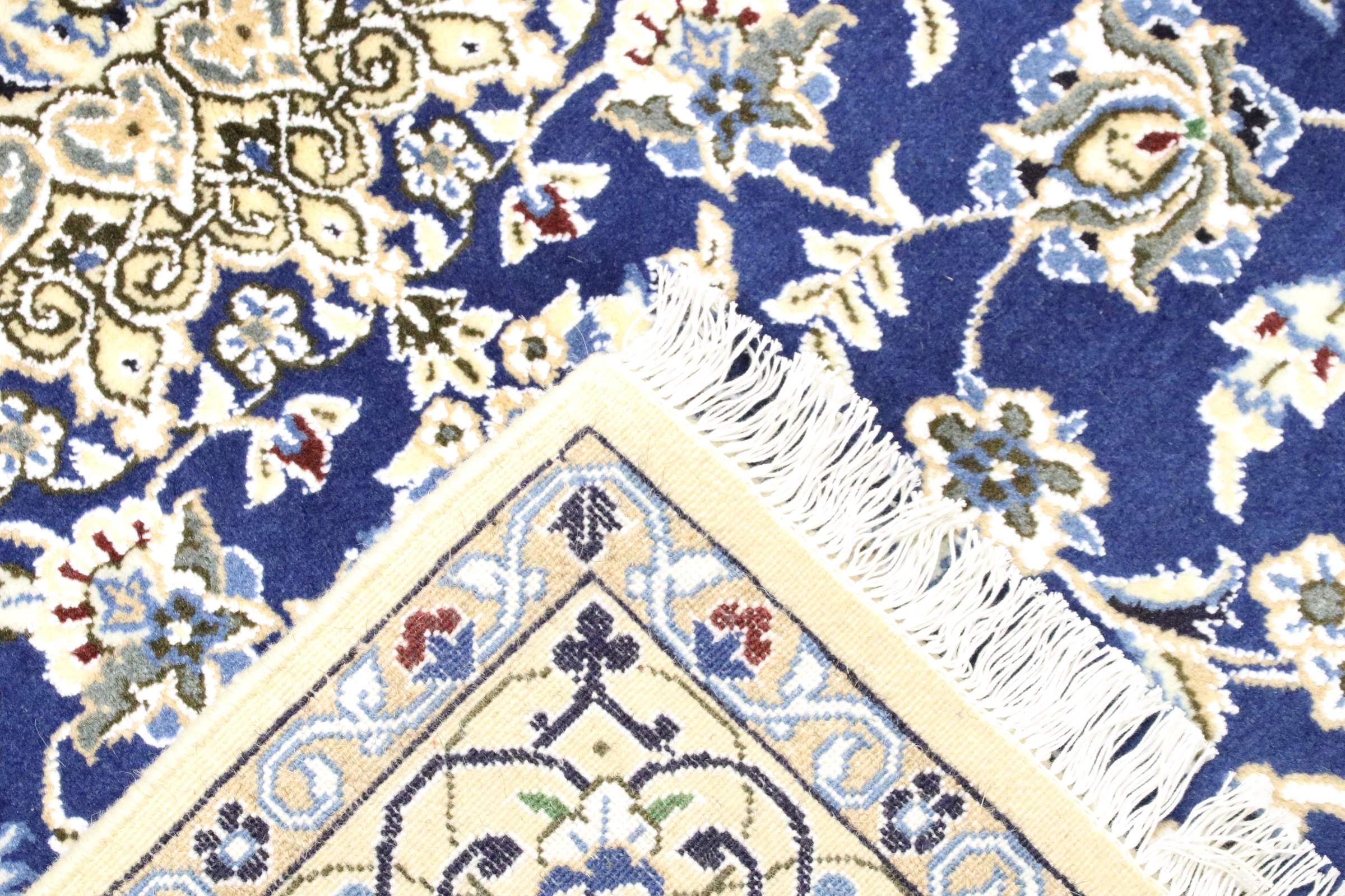 Perserteppich Nain 9LA 120x180 Handgeknüpft Blau Medaillon Orientalisch UNIKAT Kurzflor