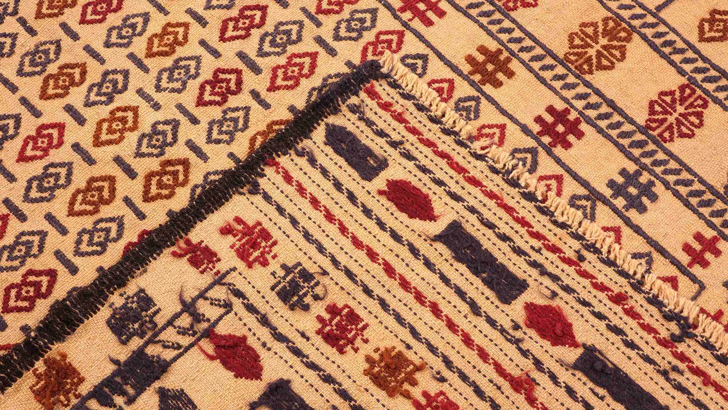 Afghan Kelim Gol Barjasta Teppich 120x180 Handgewebt Gold Geometrisch Handarbeit Gewebt