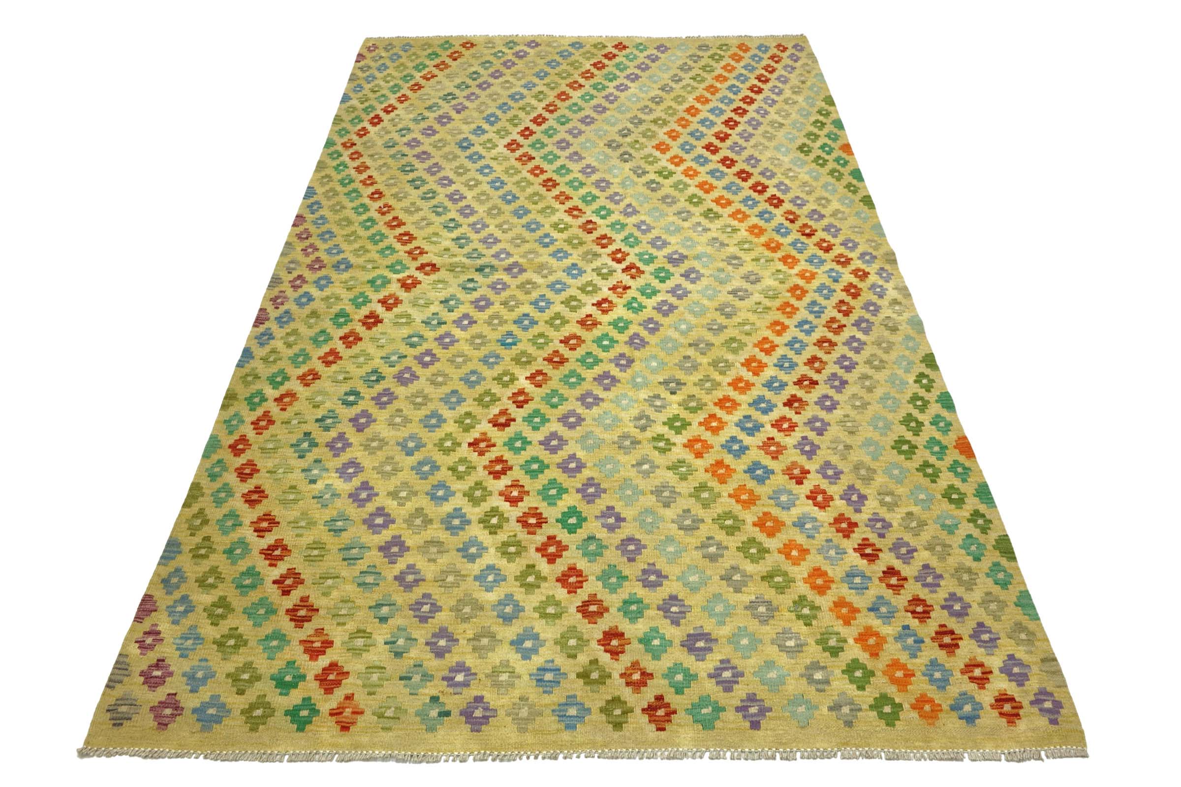 Afghan Maimana Kelim Bunt 170x240 Handgewebt Teppich Bunt Geometrisch Orient