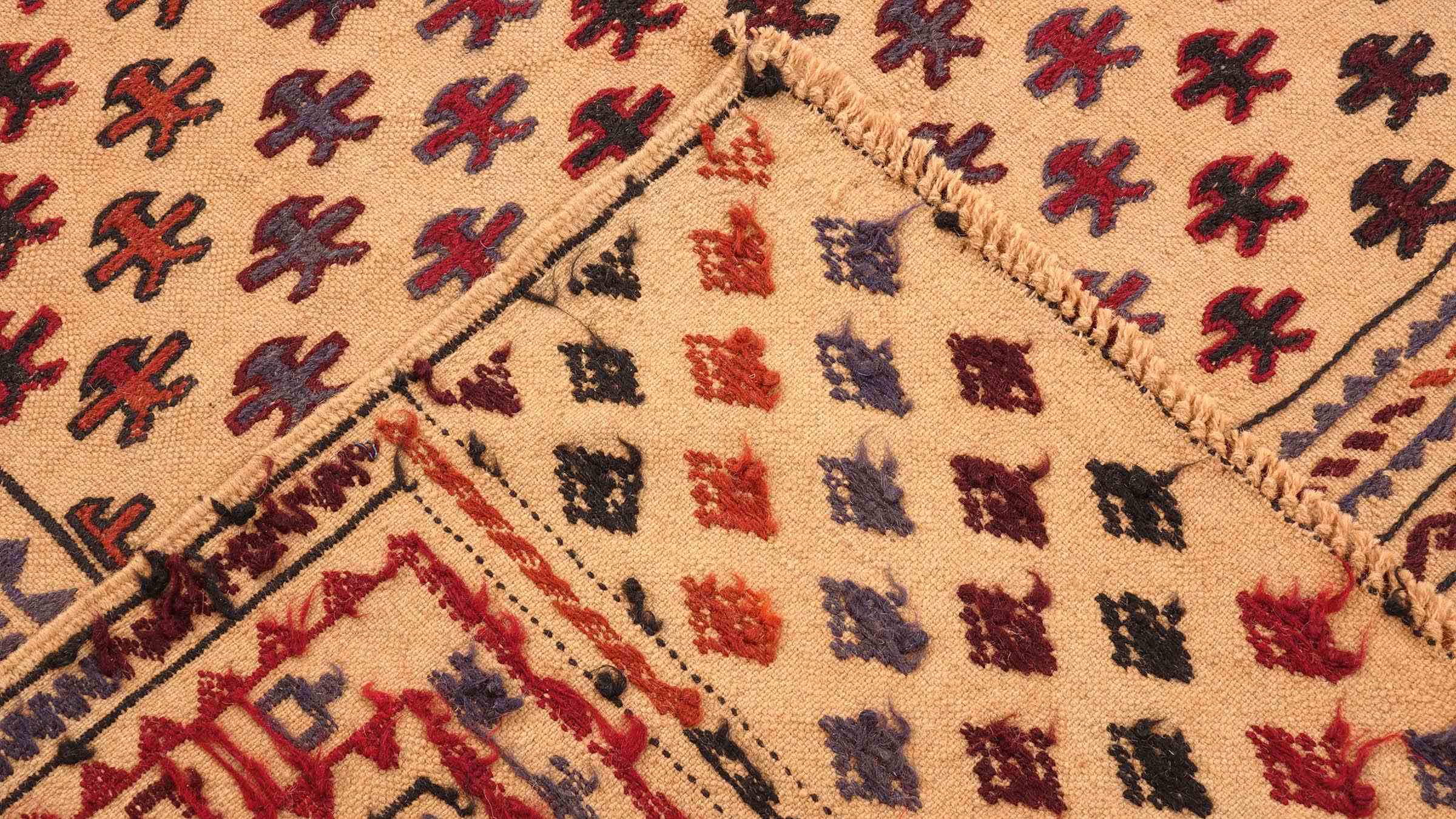 Afghan Kelim Gol Barjasta Teppich 120x180 Handgewebt Gold Geometrisch Handarbeit Gewebt