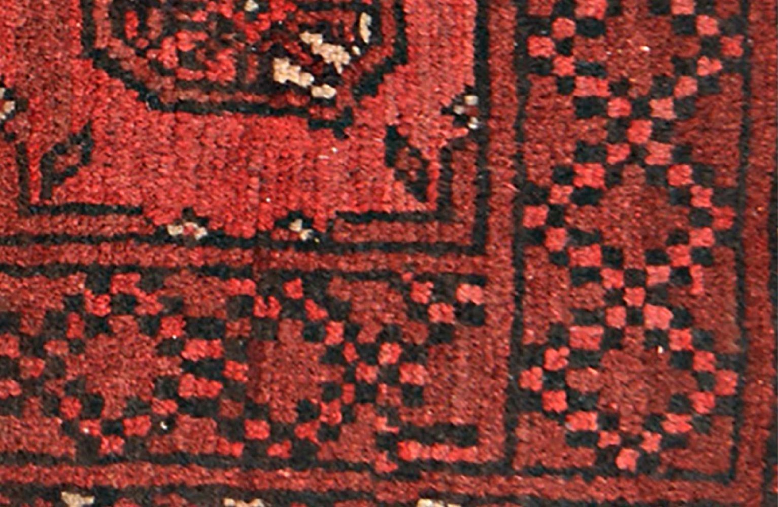 Afghan Aqcha Poshti Teppich 40x60 Handgeknüpft Rot Geometrisch Orient Kurzflor