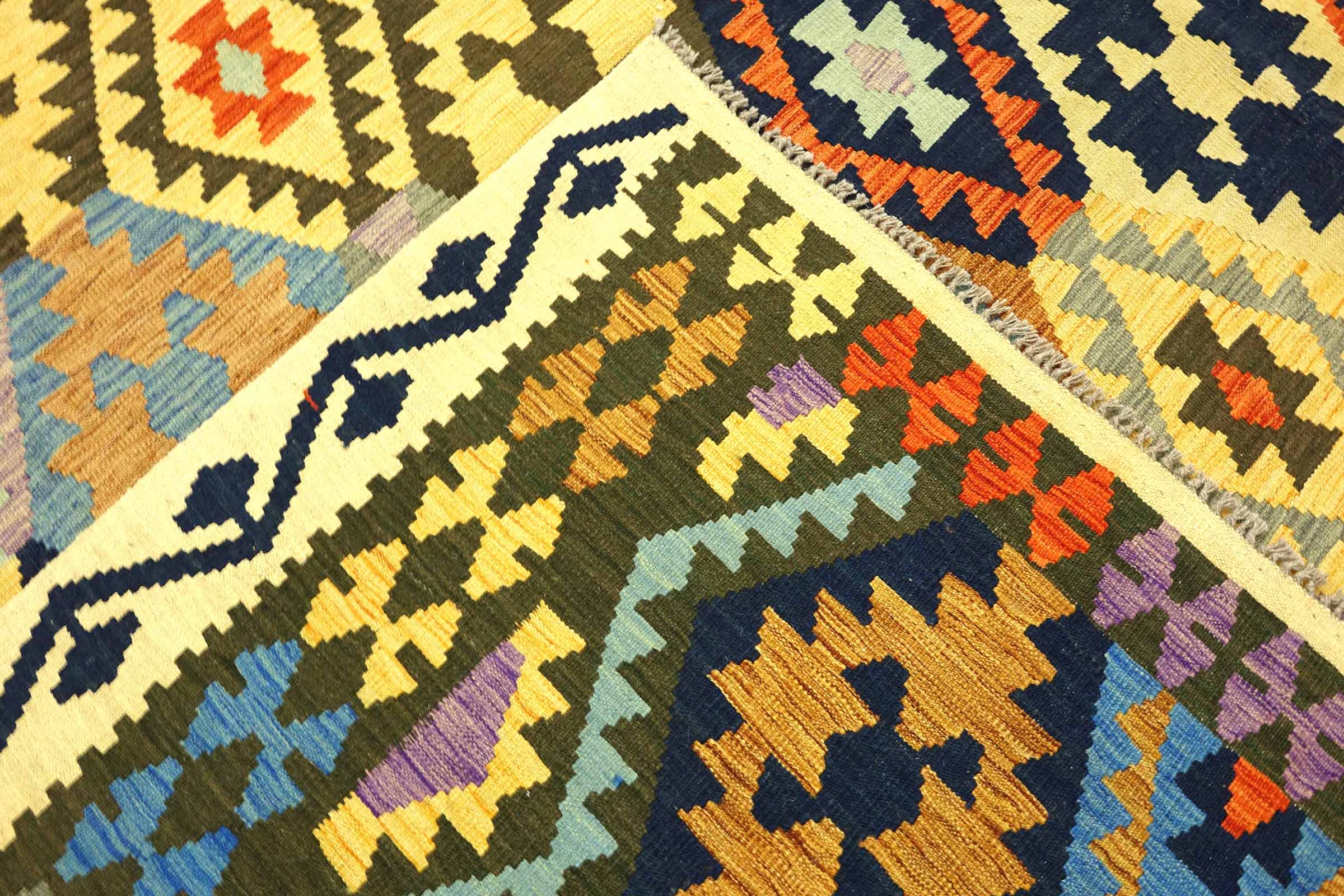 Afghan Maimana Kelim Bunt 250x350 Handgewebt Teppich Grau Geometrisch Orient