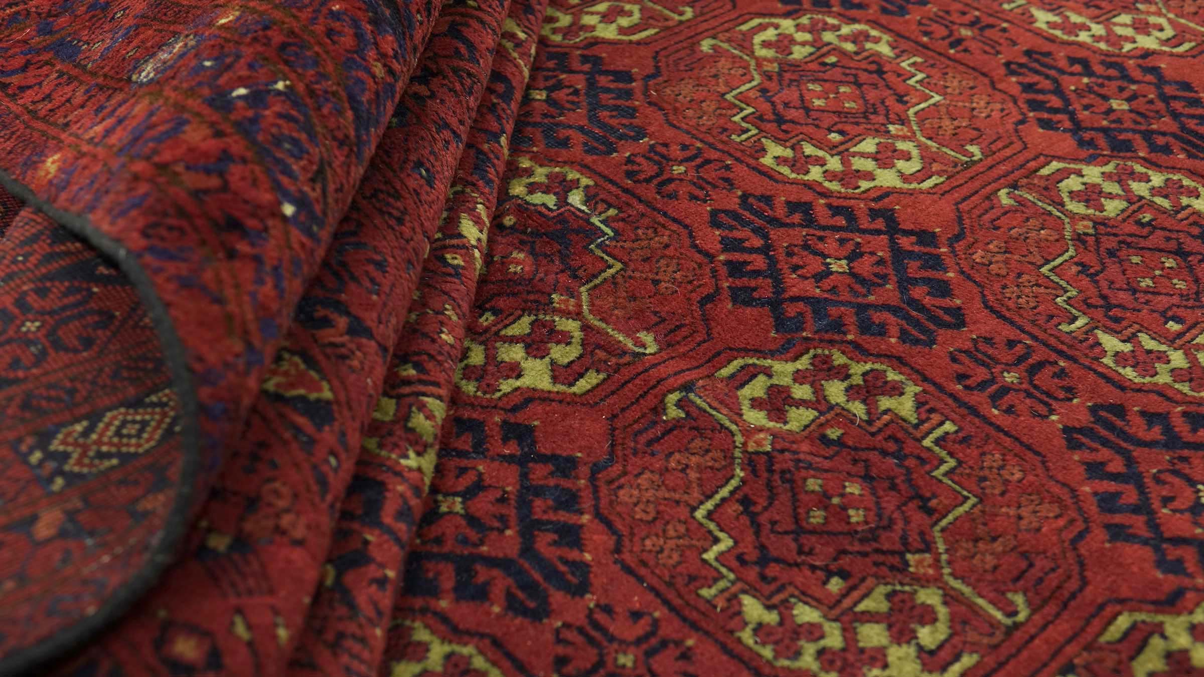 Afghan Teppich 200x300 Handgeknüpft Braun Geometrisch Orient Kurzflor Wohnzimmer