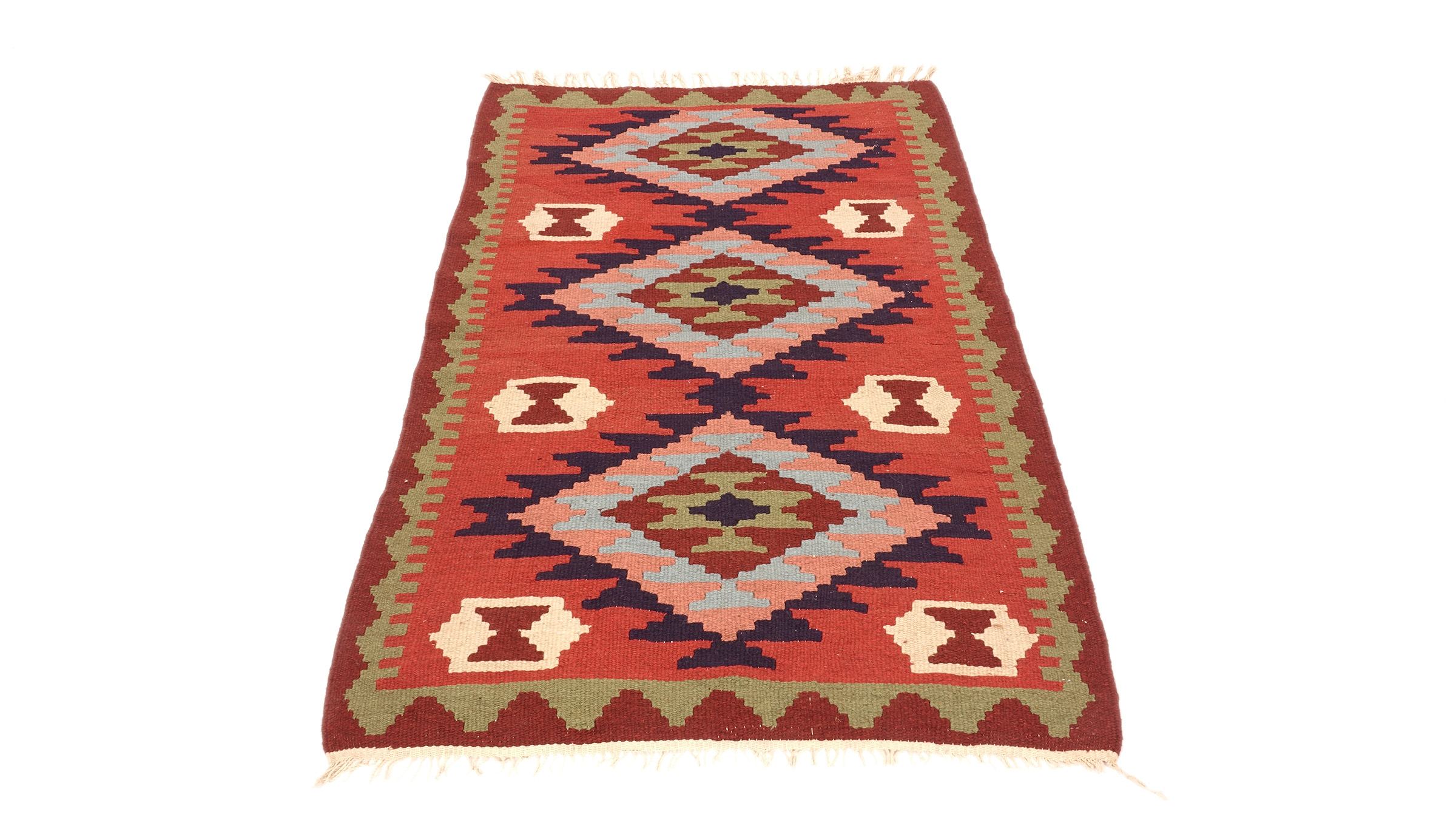 Perserteppich Kelim Ardebil 100x150 Handgewebt Braun Geometrisch Handarbeit Zimmer