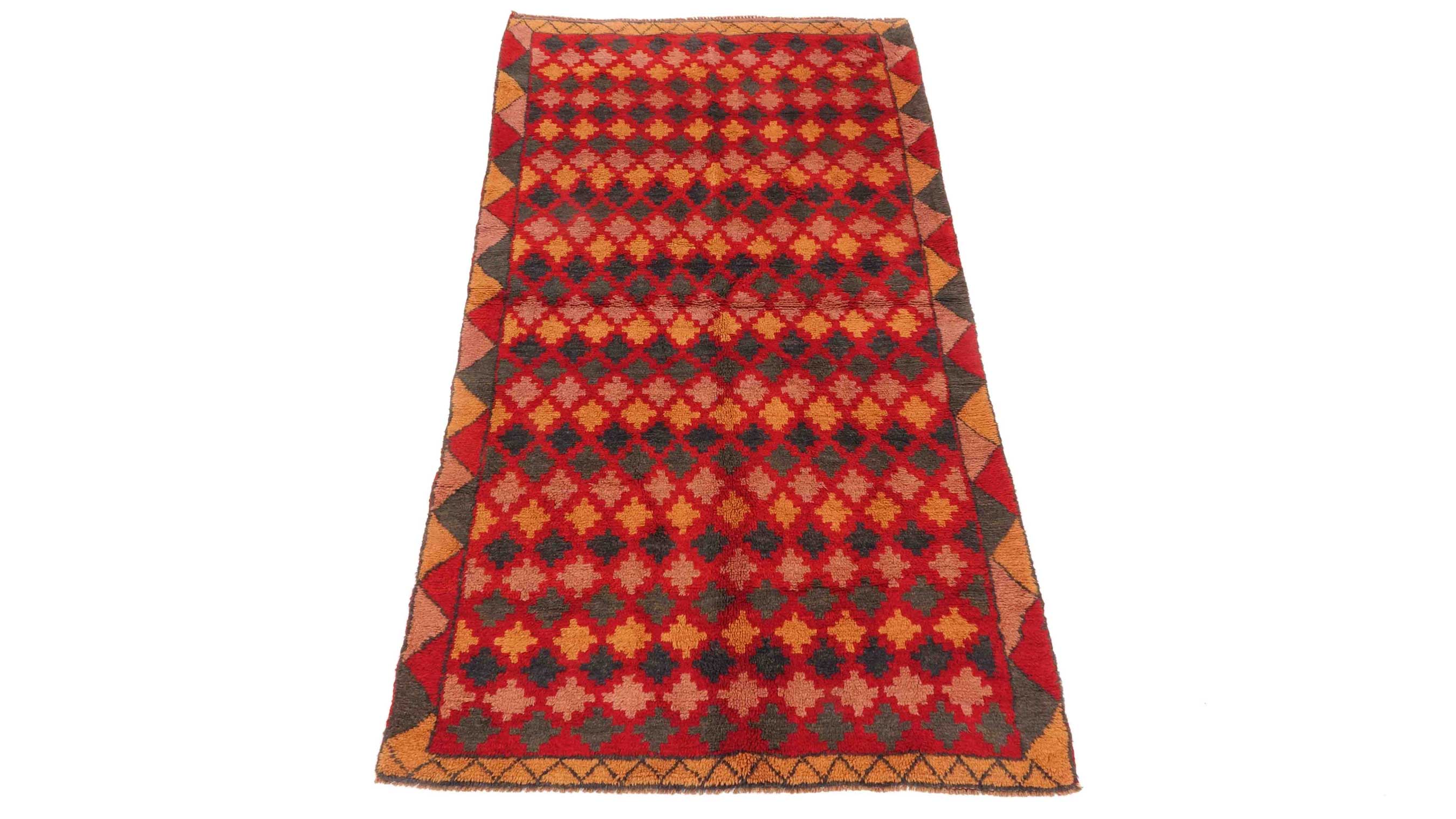 Gabbeh Teppich 110x200 Handgeknüpft Rot Streifen Orientalisch UNIKAT Kurzflor