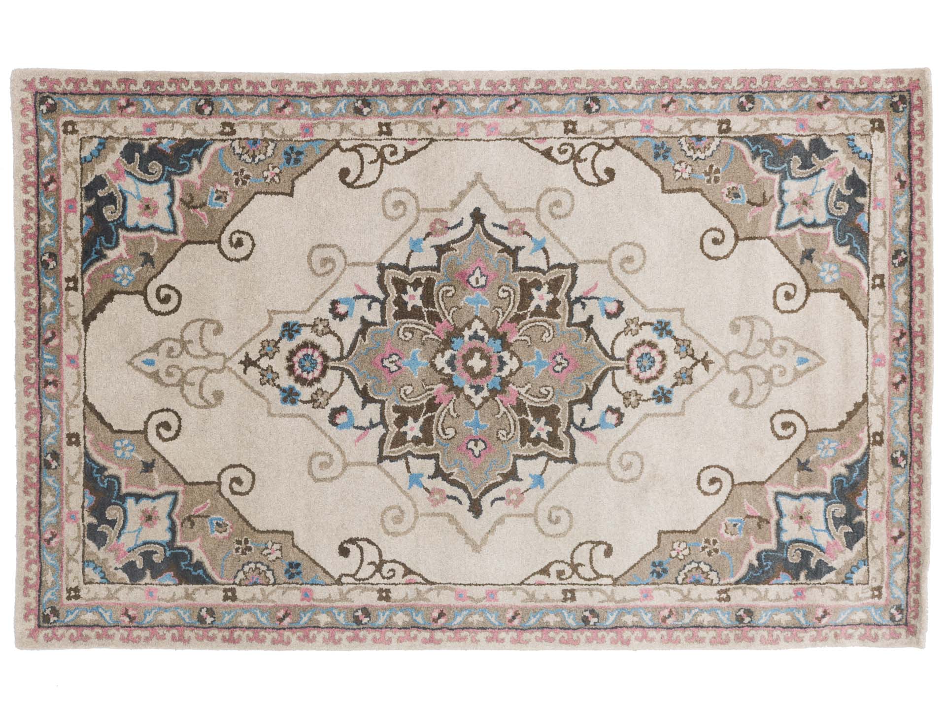 Handmade Rug 160x230 Gray Medallion Hand Tufted Modern