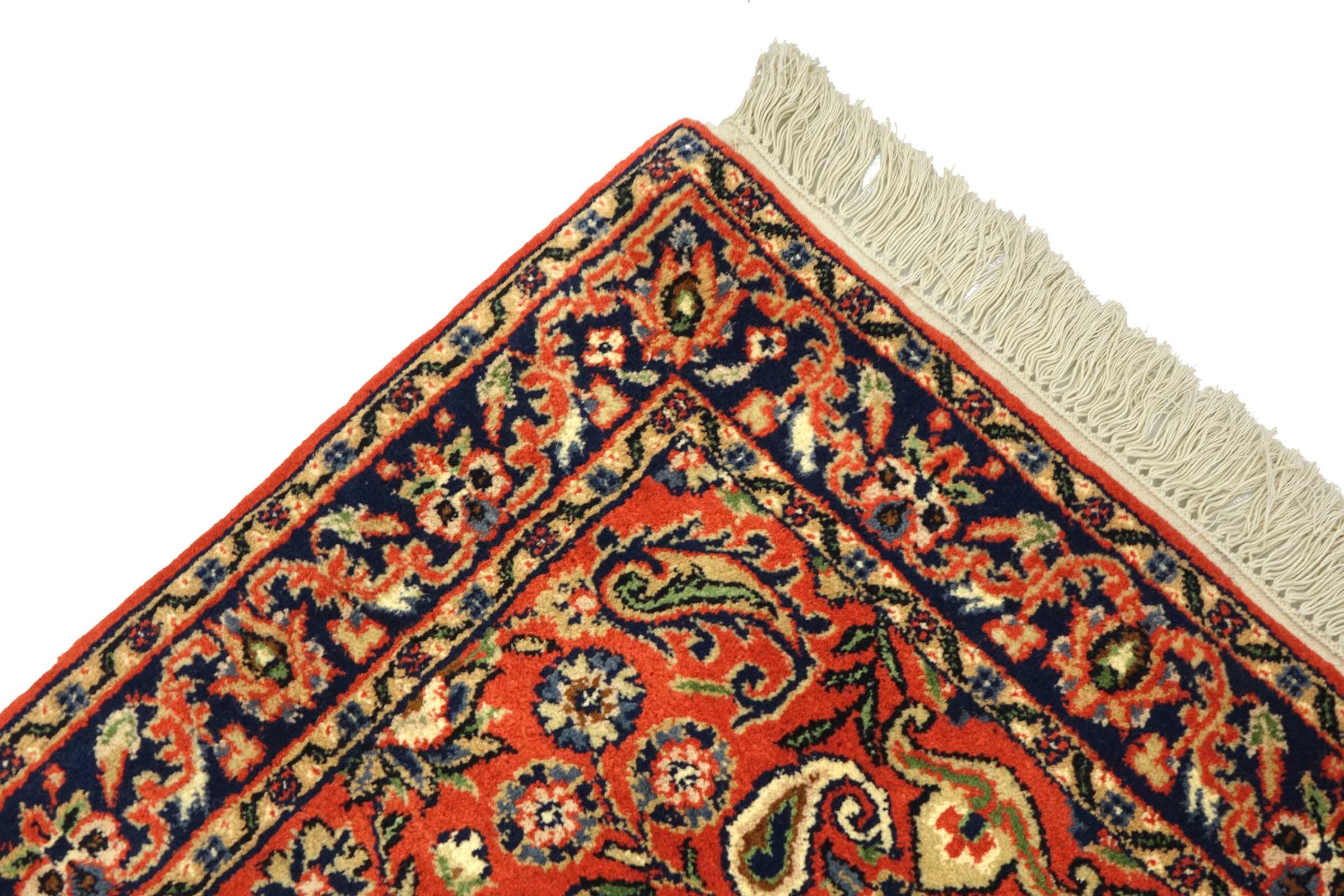 Sarough Teppich 70x140 Handgeknüpft Orange Floral Wolle Kurzflor Rug