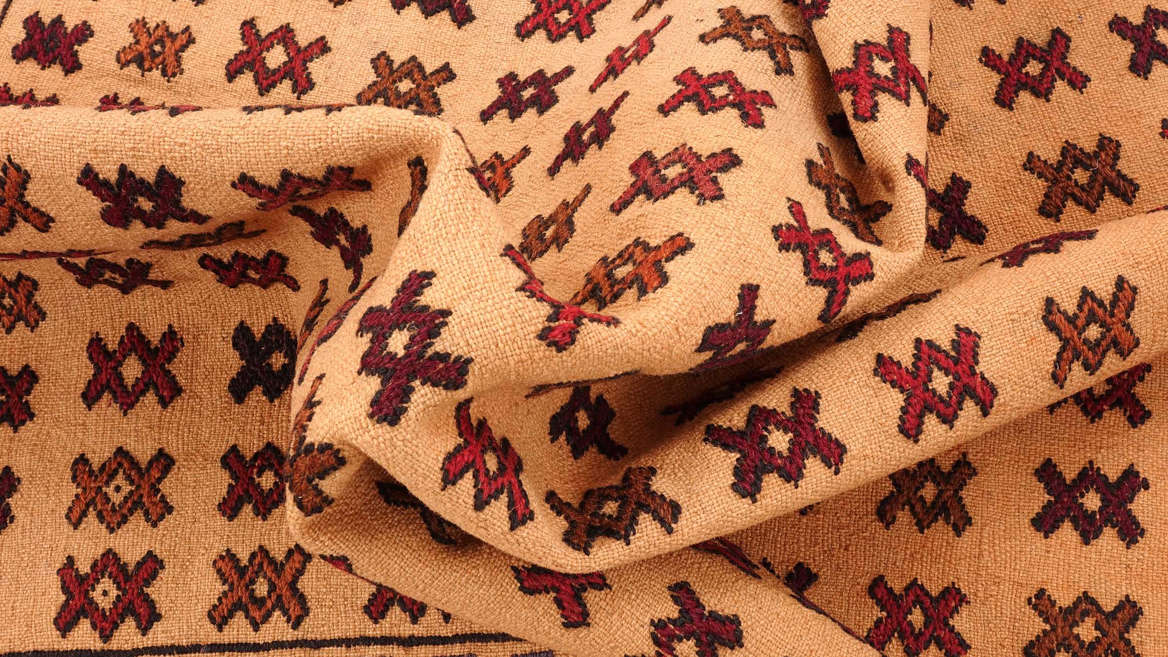 Afghan Kelim Gol Barjasta Teppich 120x180 Handgewebt Gold Geometrisch Handarbeit Gewebt
