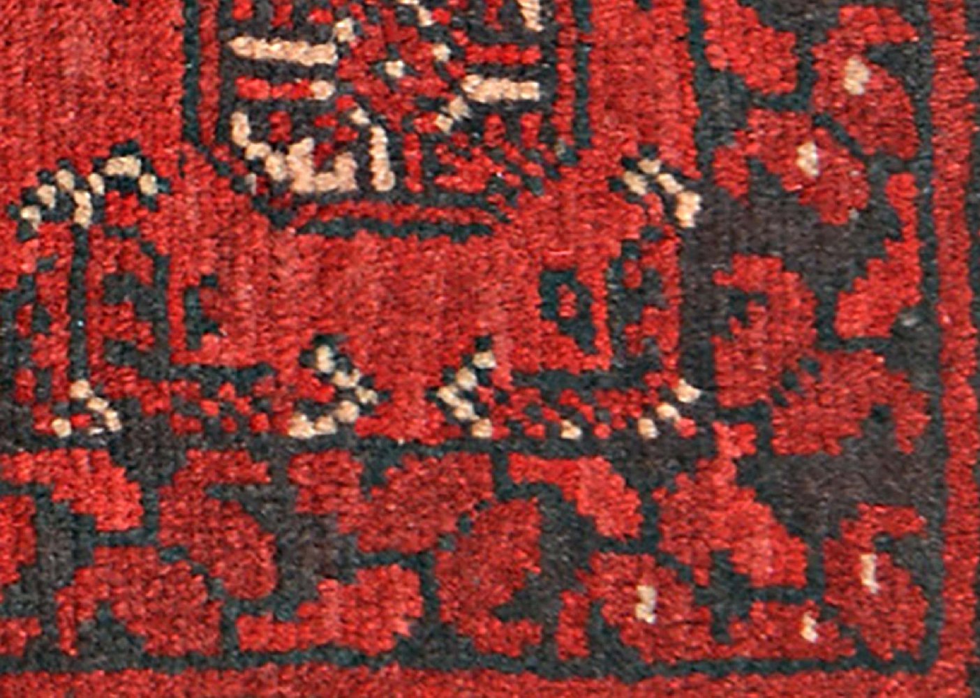 Afghan Aqcha Poshti Teppich 40x60 Handgeknüpft Rot Geometrisch Orient Kurzflor