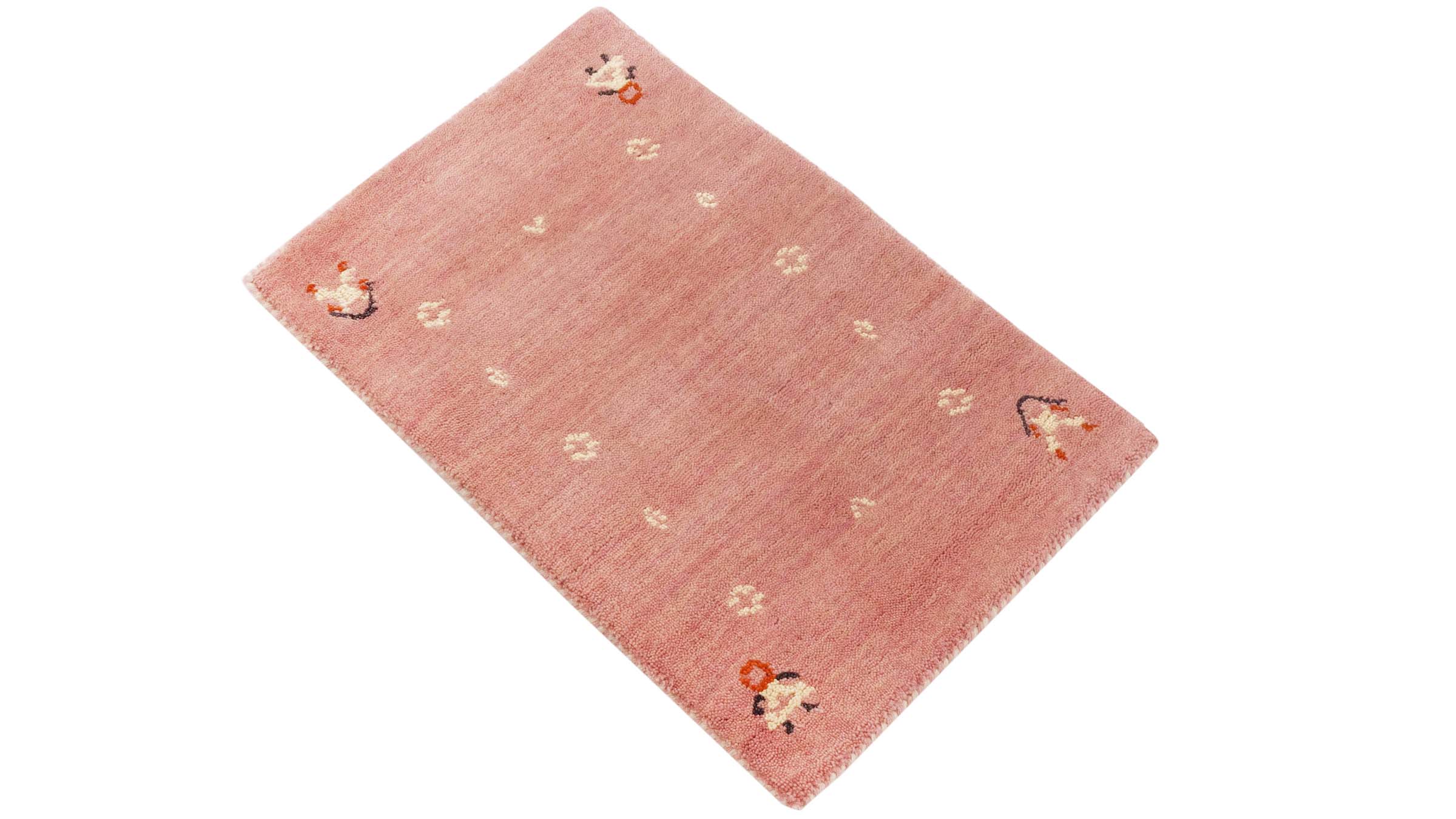 Wool Rug Gabbeh MUTI 40x60 Handwoven Pink Solid Color Handmade Room