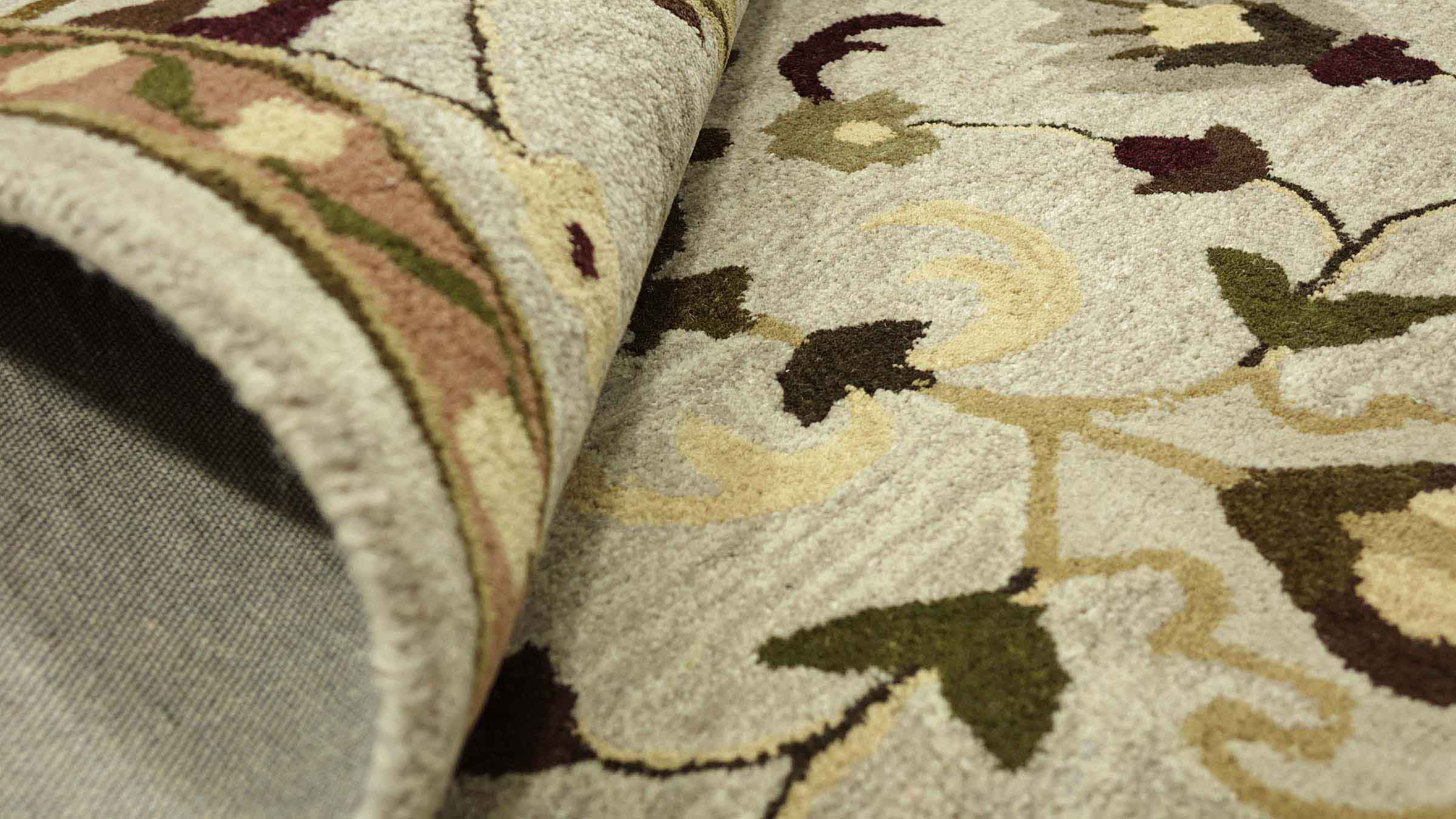Handgefertigter Teppich 160x230 Beige Medaillon Handarbeit Handtuft Modern