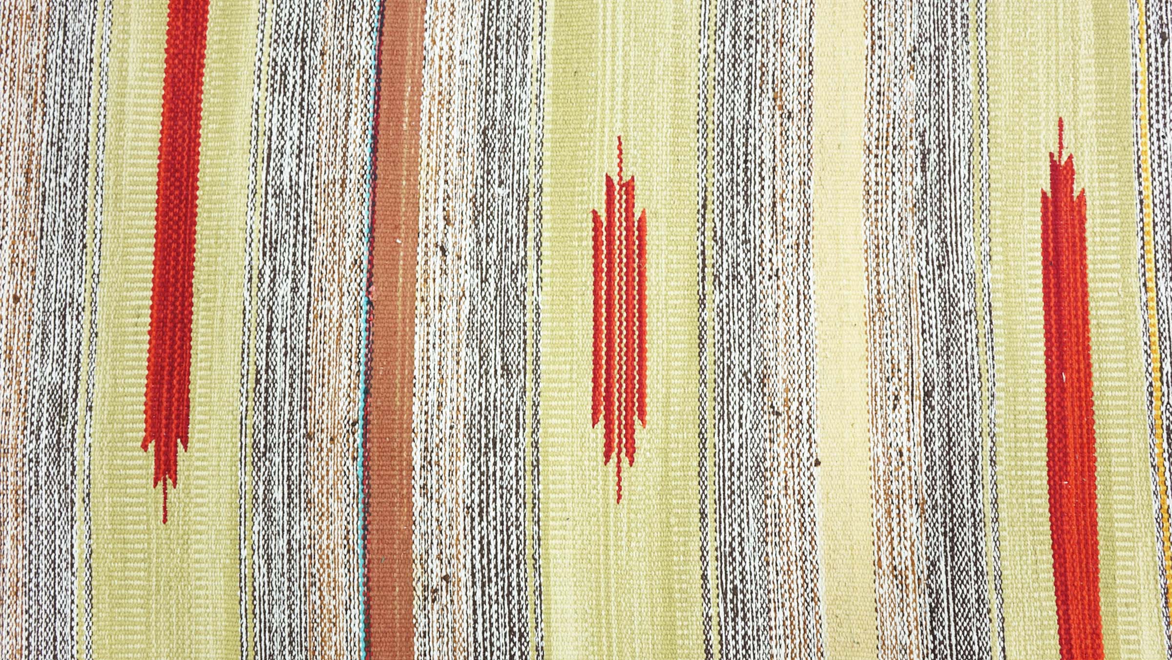 Knallbunter Kelim Teppich 60x120 Handgewebt Mehrfarbig Streifen Handarbeit Gewebt