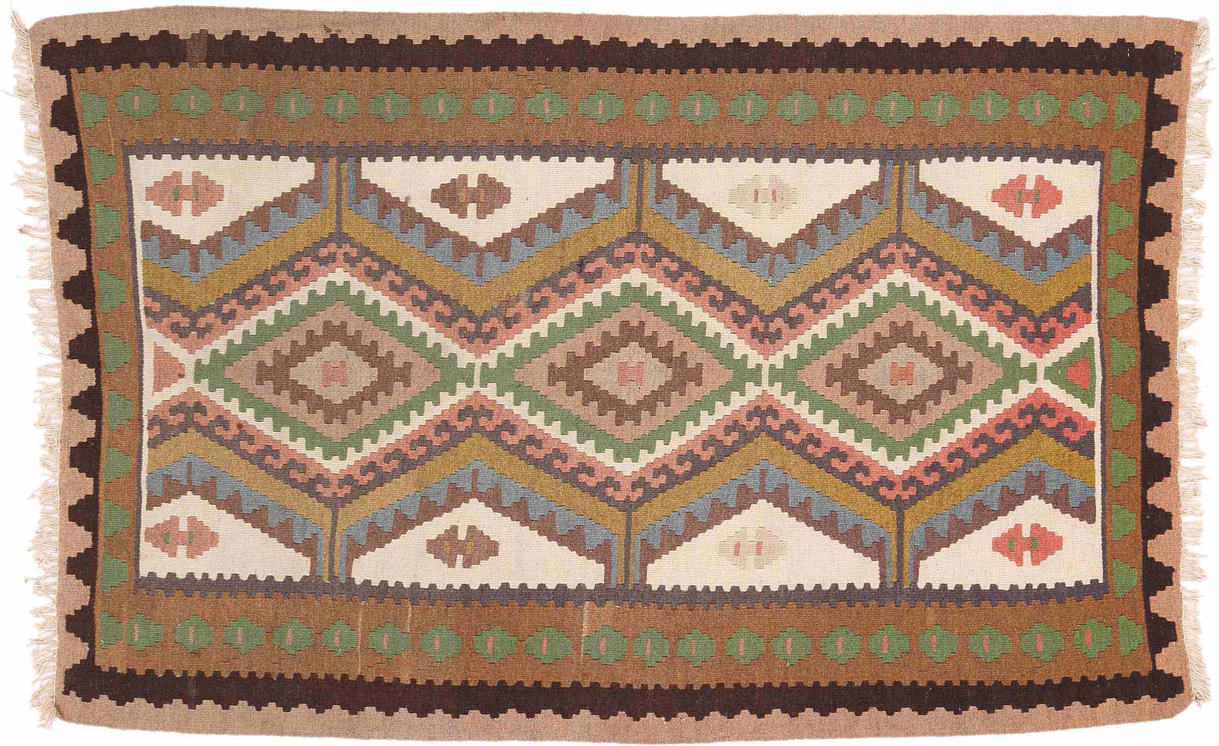 Perserteppich Kelim Ardebil 100x150 Handgewebt Braun Geometrisch Handarbeit Zimmer