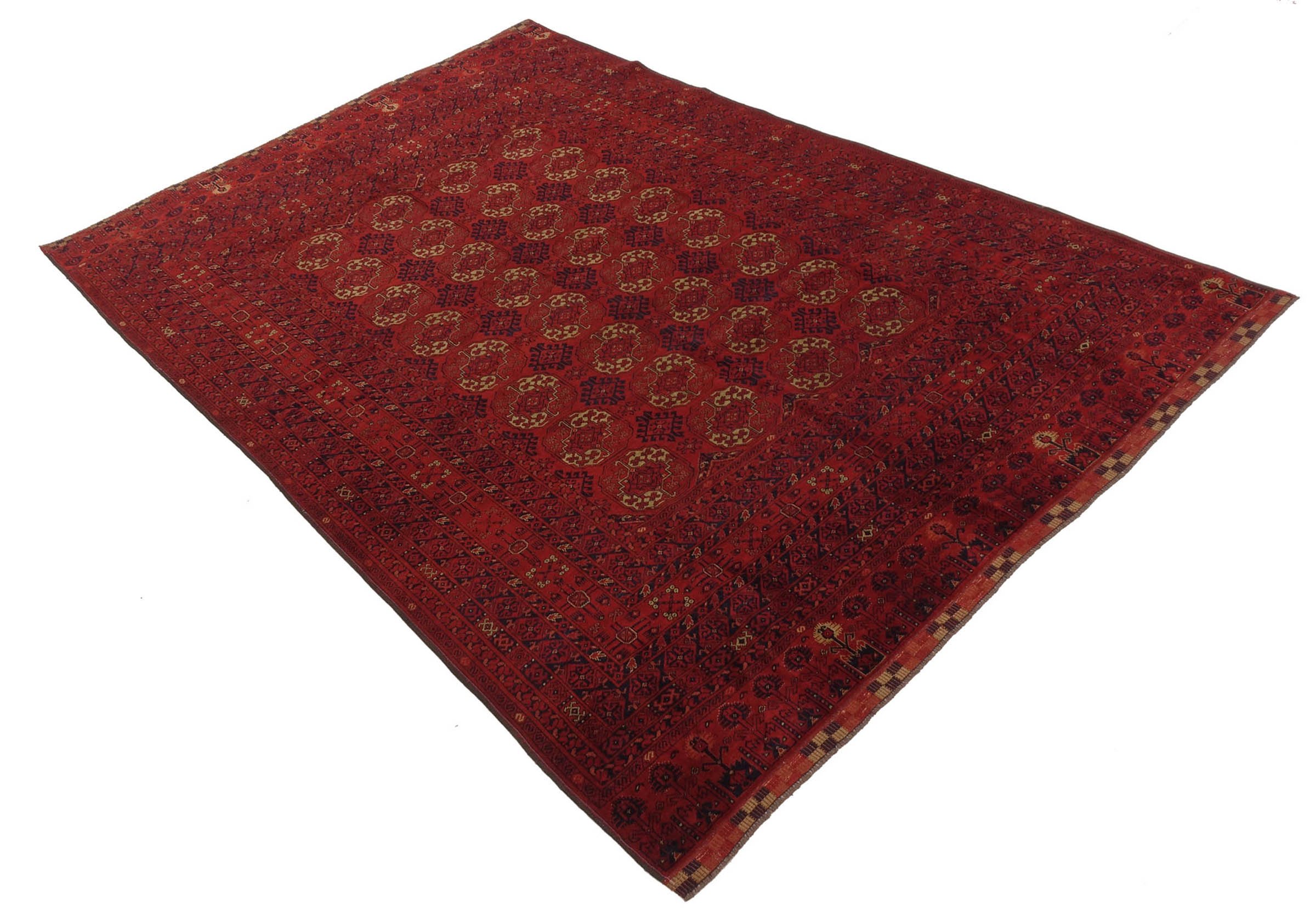 Afghan Teppich Turkmene 200x300 Handgeknüpft Rot Geometrisch Orientalisch UNIKAT