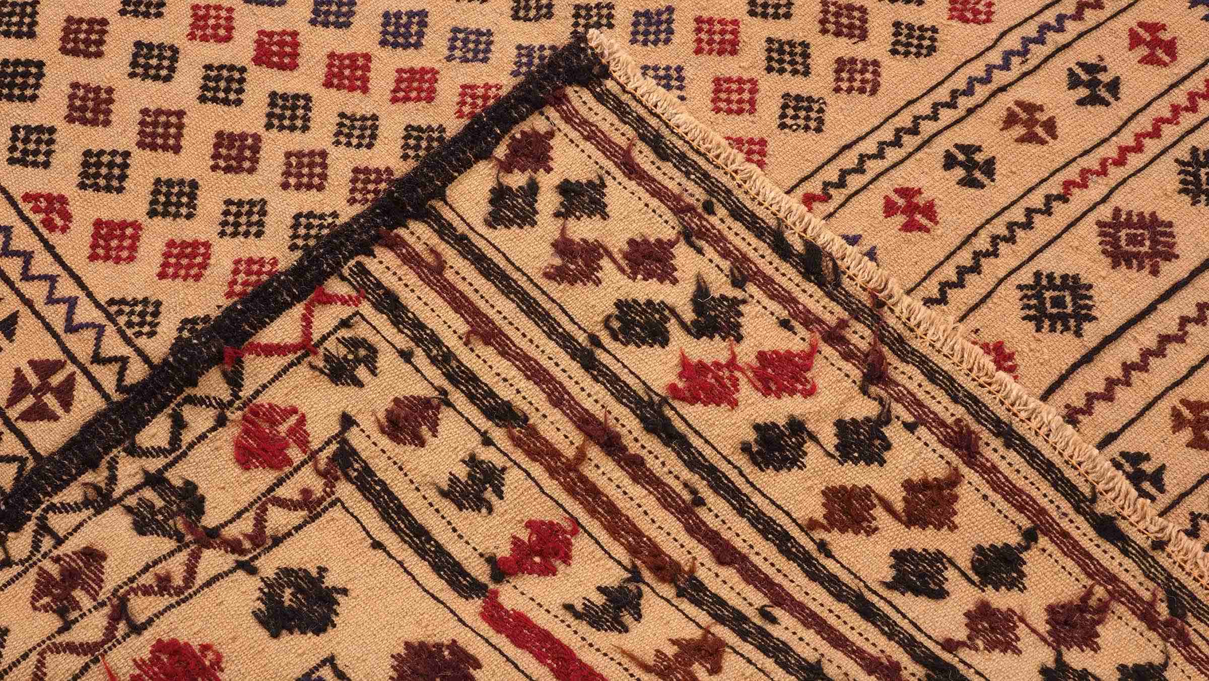 Afghan Kelim Gol Barjasta Teppich 120x180 Handgewebt Gold Geometrisch Handarbeit Gewebt
