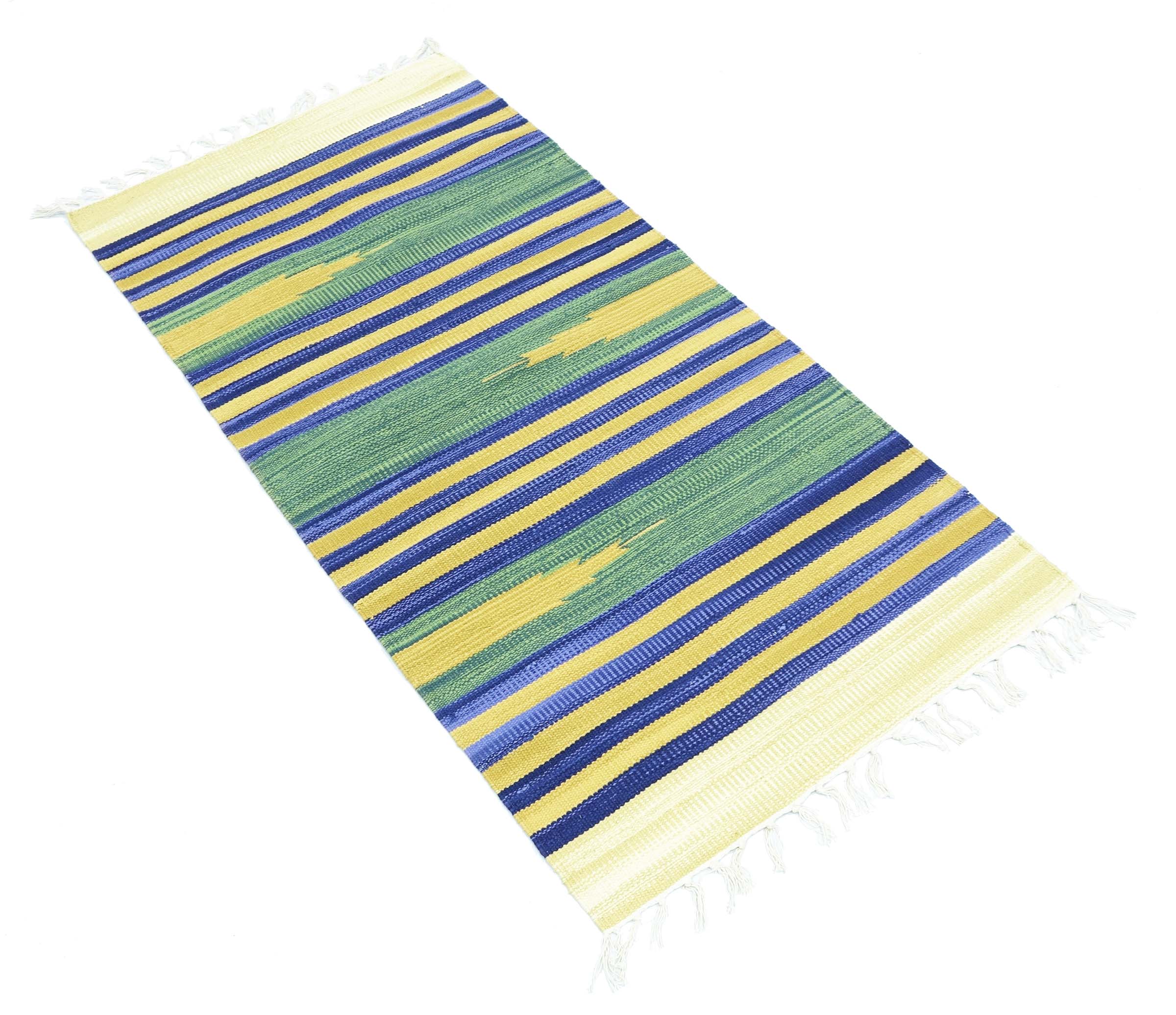 Knallbunter Kelim Teppich 60x120 Handgewebt Mehrfarbig Streifen Handarbeit Gewebt