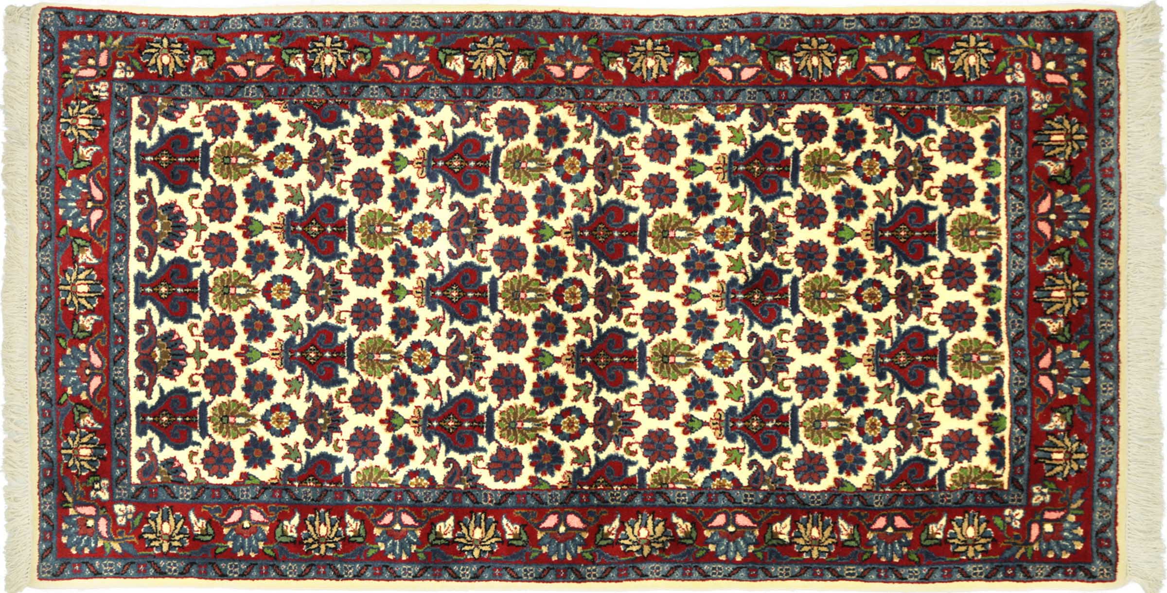Keshan Teppich 90x160 Handgeknüpft Beige Durchgemustert Wolle Kurzflor Rug