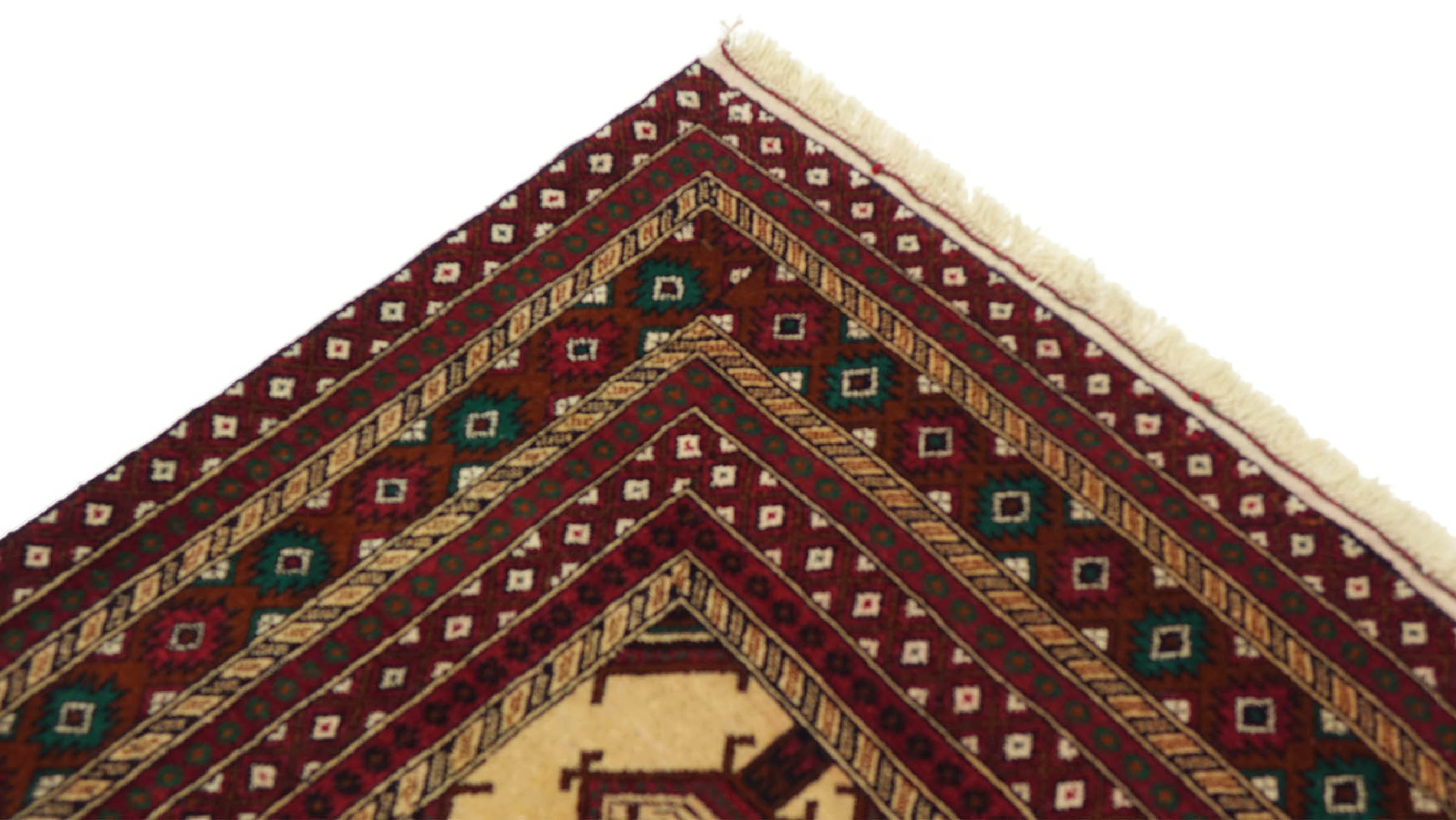 Afghan Teppich 100x150 Handgeknüpft Rot Geometrisch Orient Kurzflor Wohnzimmer