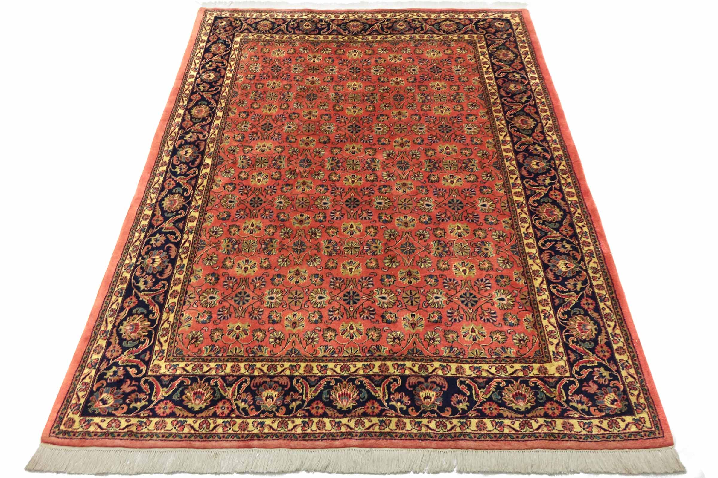 Sarough Teppich 210x240 Handgeknüpft Quadratisch Rosa Floral Wolle Kurzflor Rug