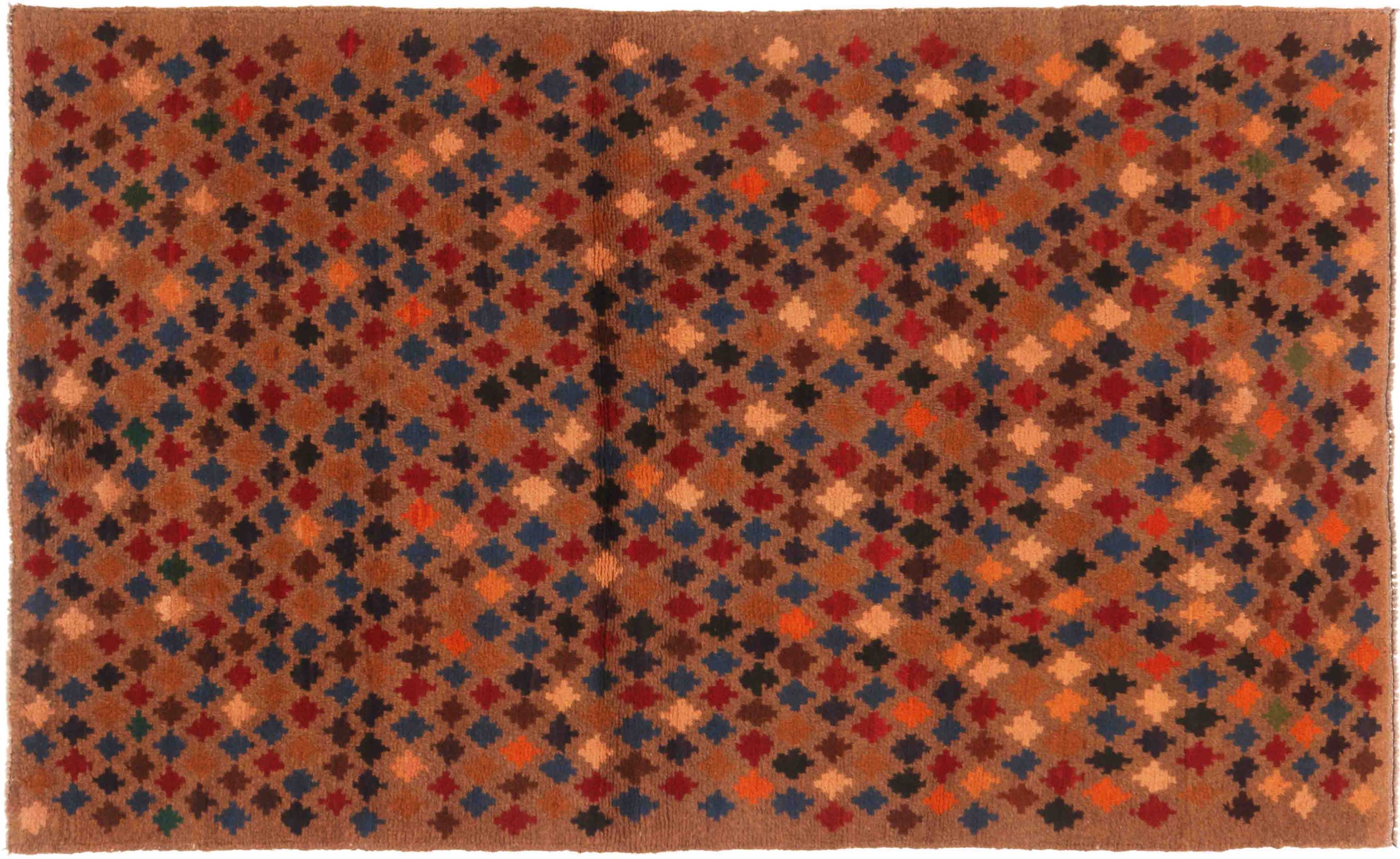 Gabbeh Teppich 110x180 Handgeknüpft Braun Streifen Orientalisch UNIKAT Kurzflor
