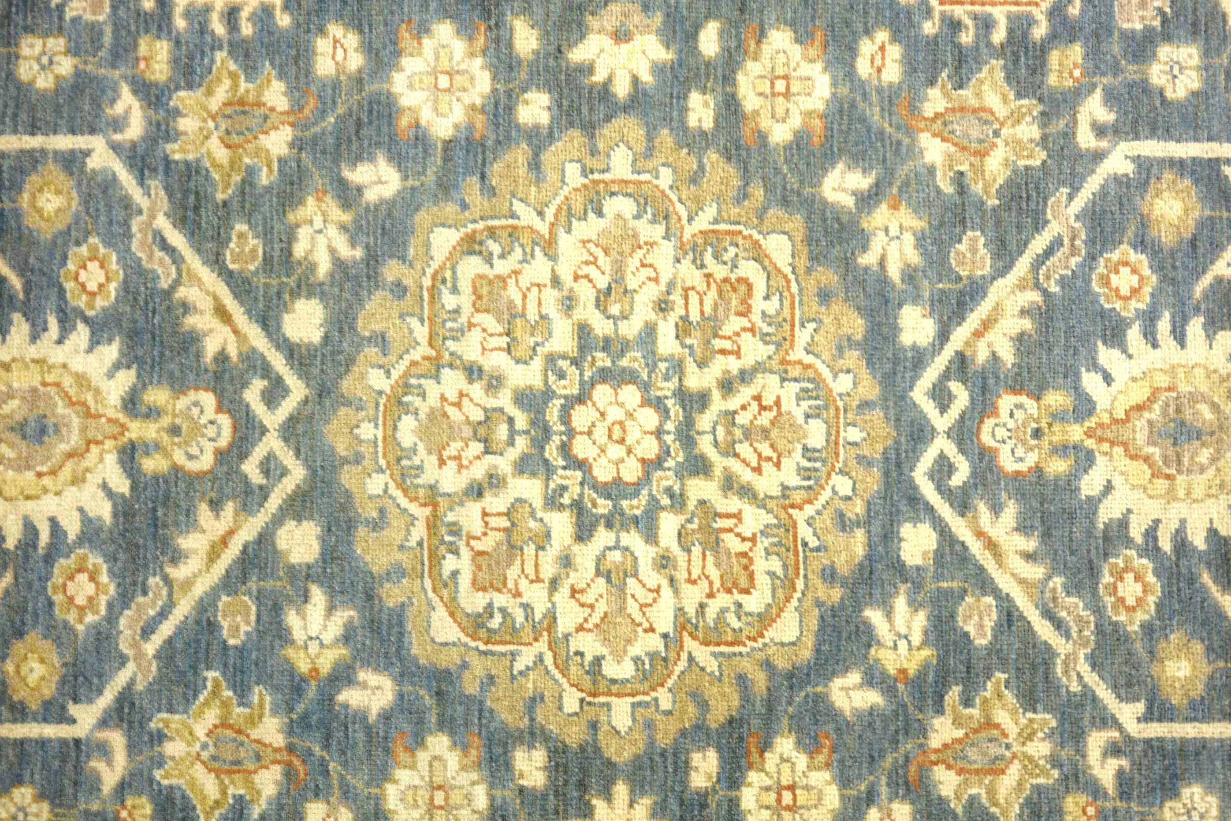 Afghan Chobi Ziegler 80x320 Handgeknüpft Orientteppich Läufer Blau Blumenmuster