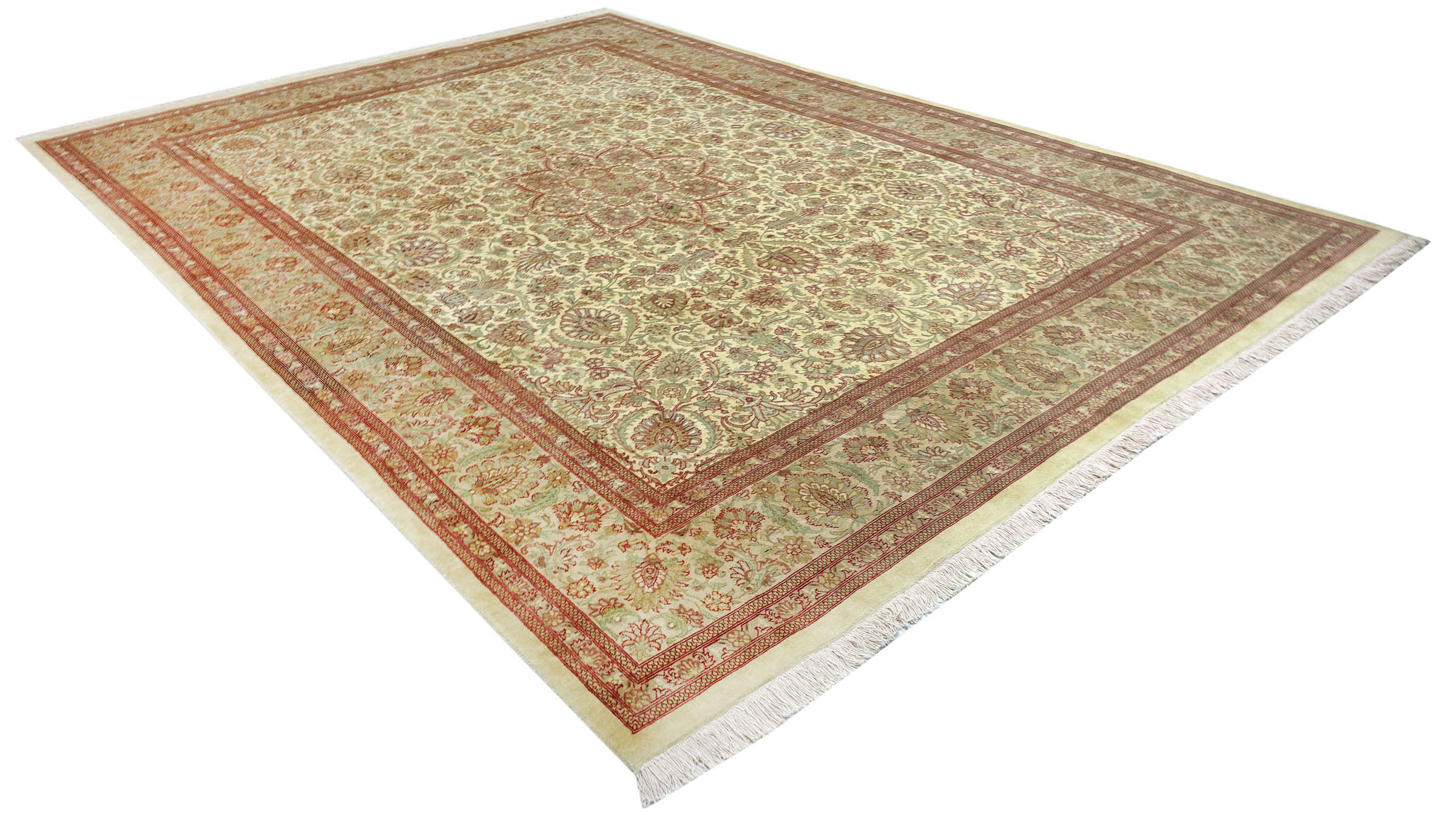 Pakistan Ziegler Ferahan Teppich 250x350 Handgeknüpft Beige Floral Orient Kurzflor